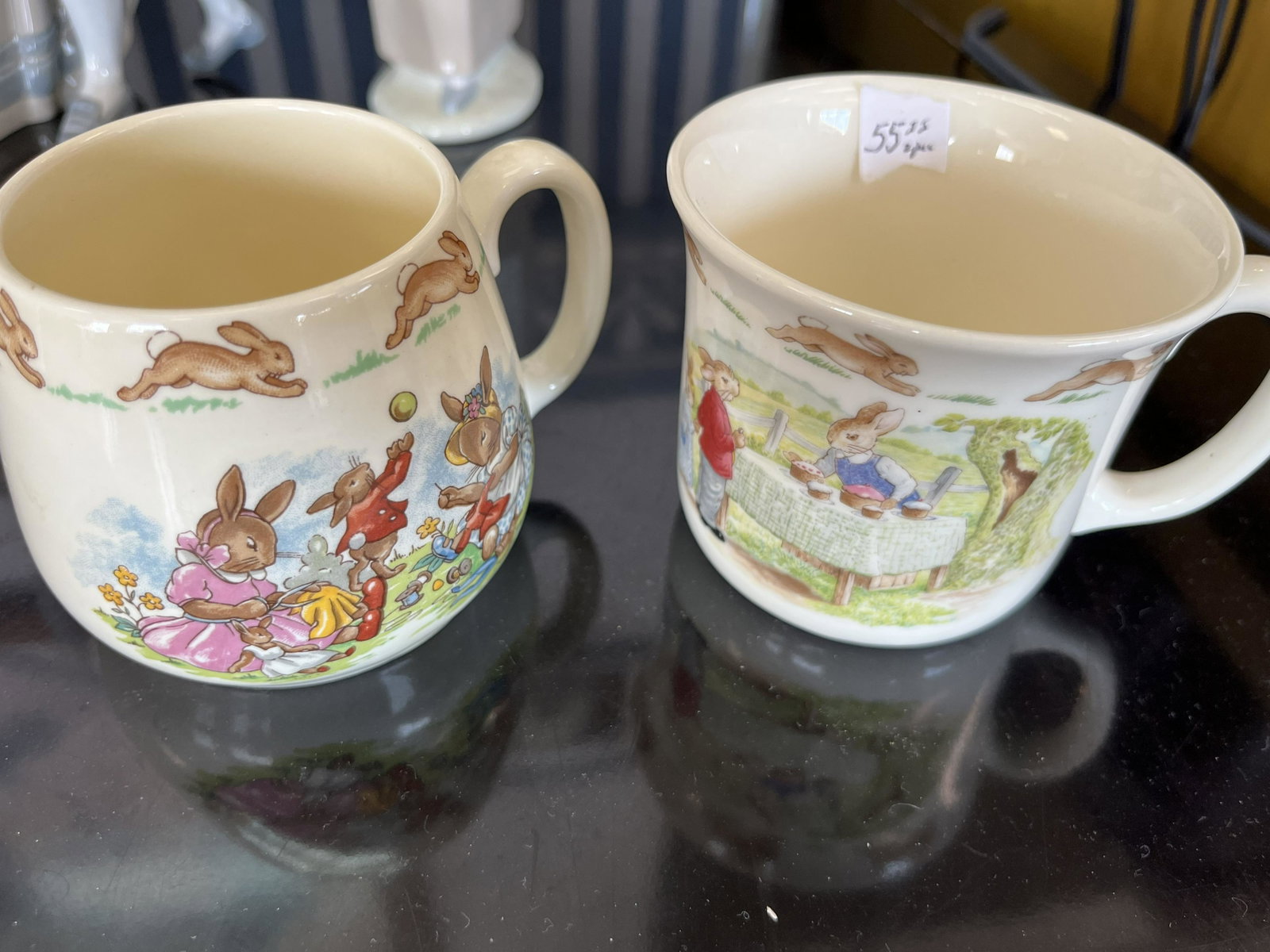 2-Doulton Bunnykins Cups: 2-Doulton 1988 Bunnykins 3"h Cups