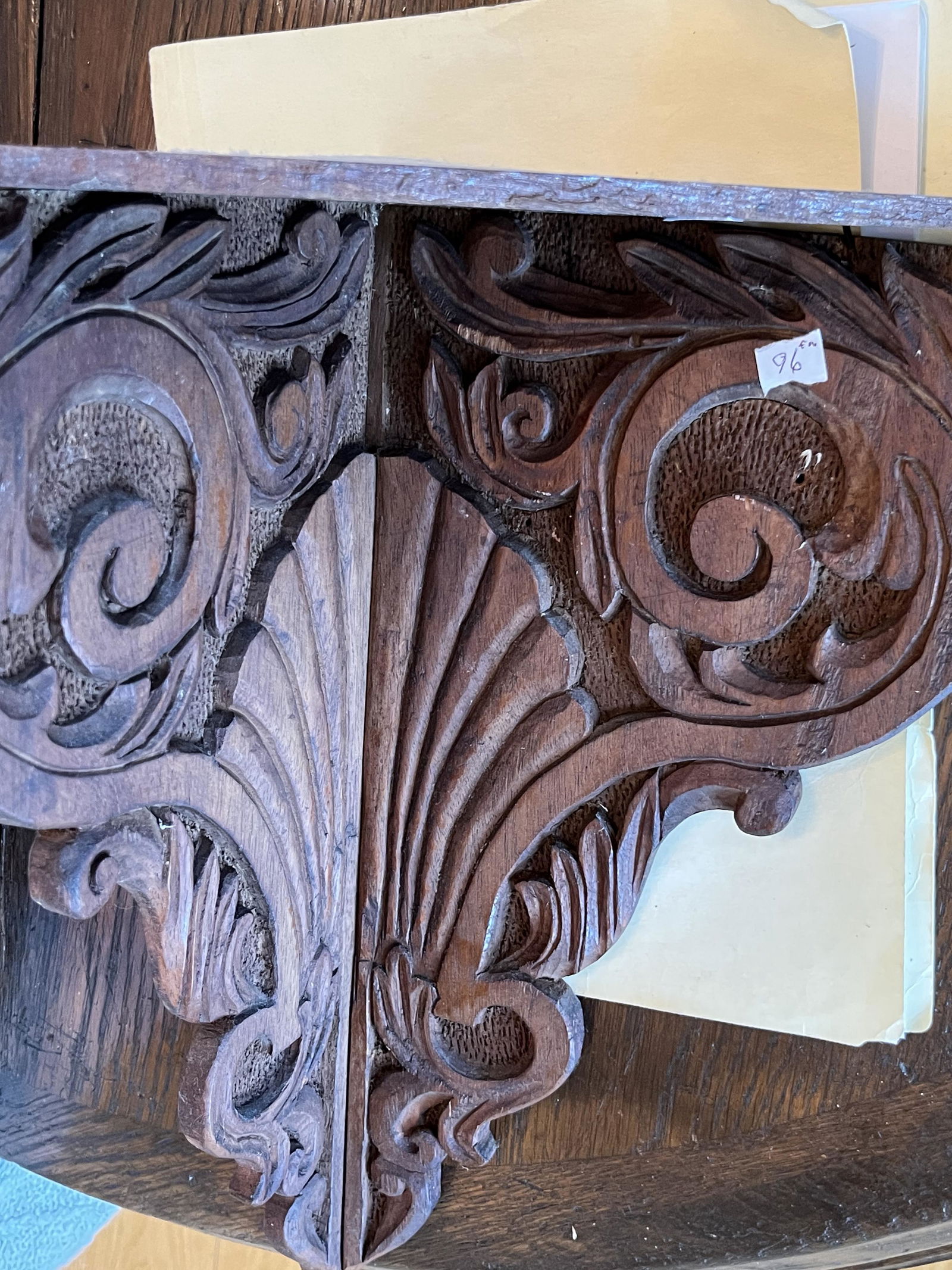 Wood Carved Corner Shelf (1 of 3)