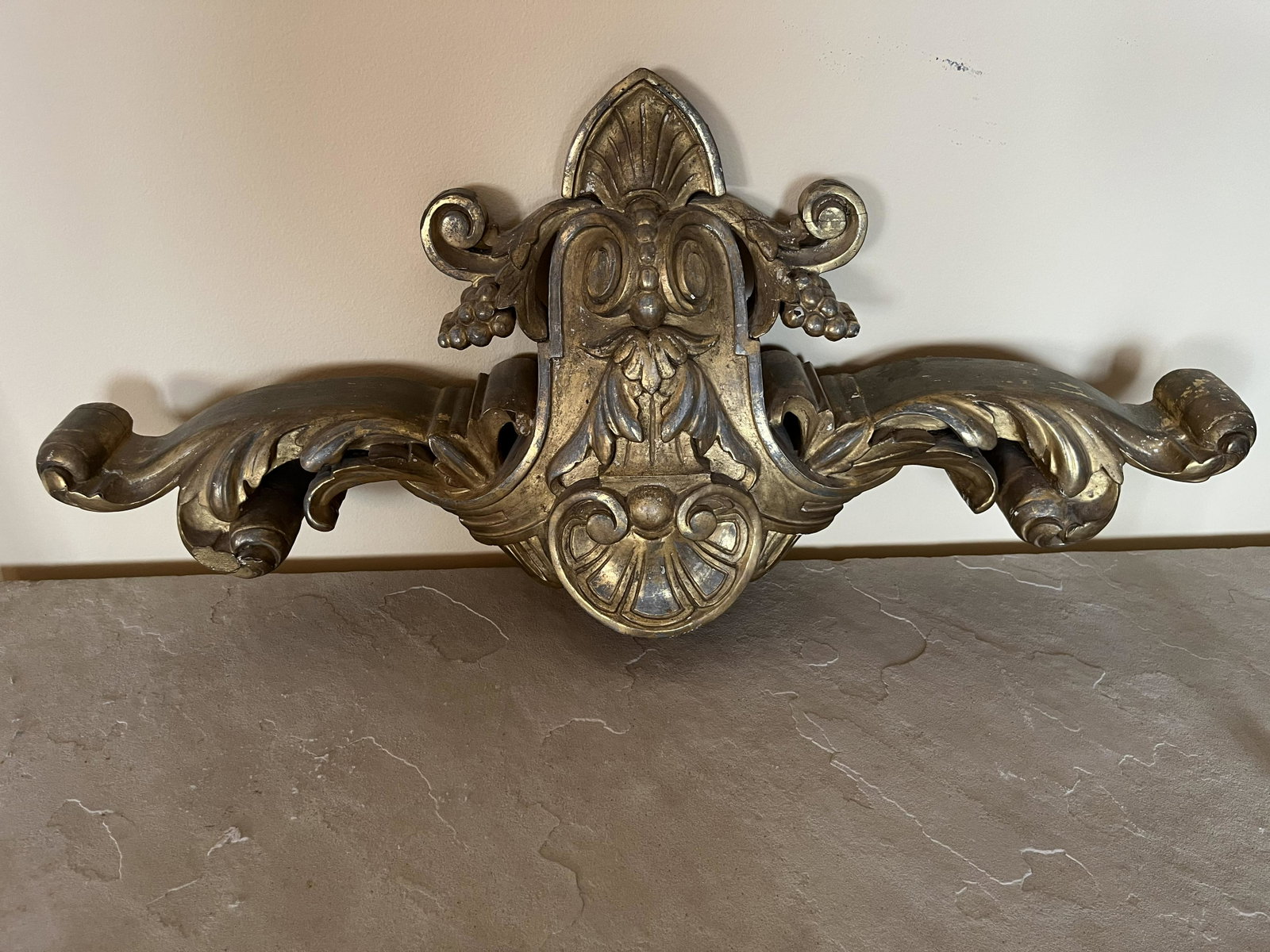Antique Wood Carved Gilt Door Topper: Antique Wood Carved Gilt Door Topper, 15x29