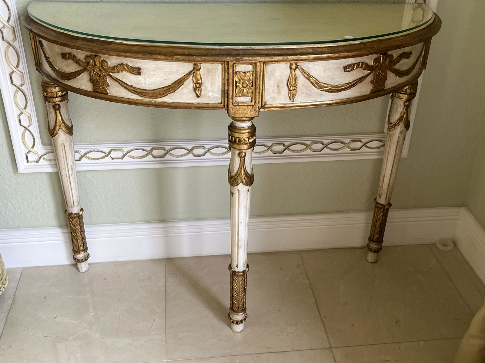 2-Vintage Florentine Half Round Tables (1 of 3)