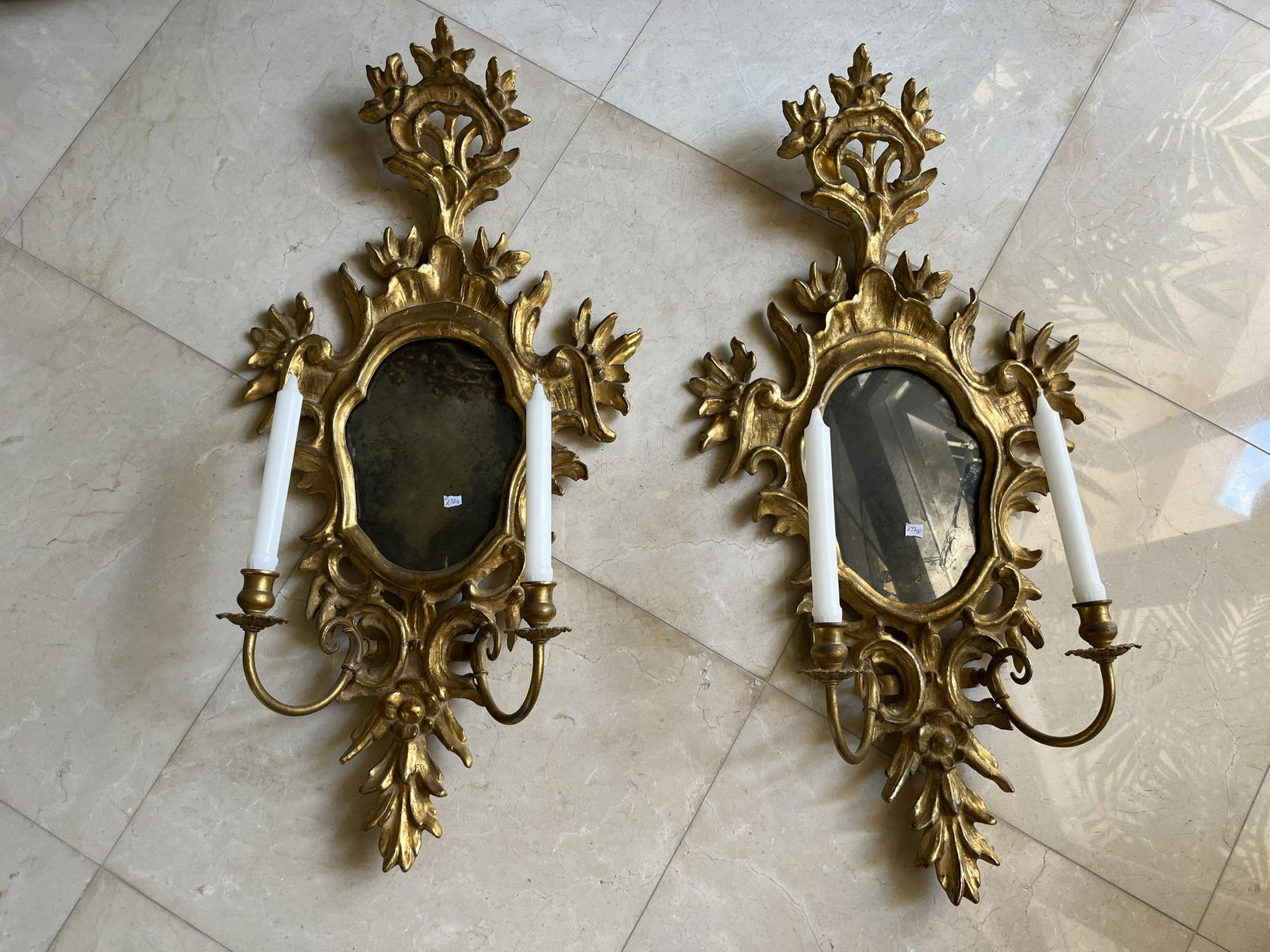 Pair Gilt Mirror Candle Sconces (1 of 3)