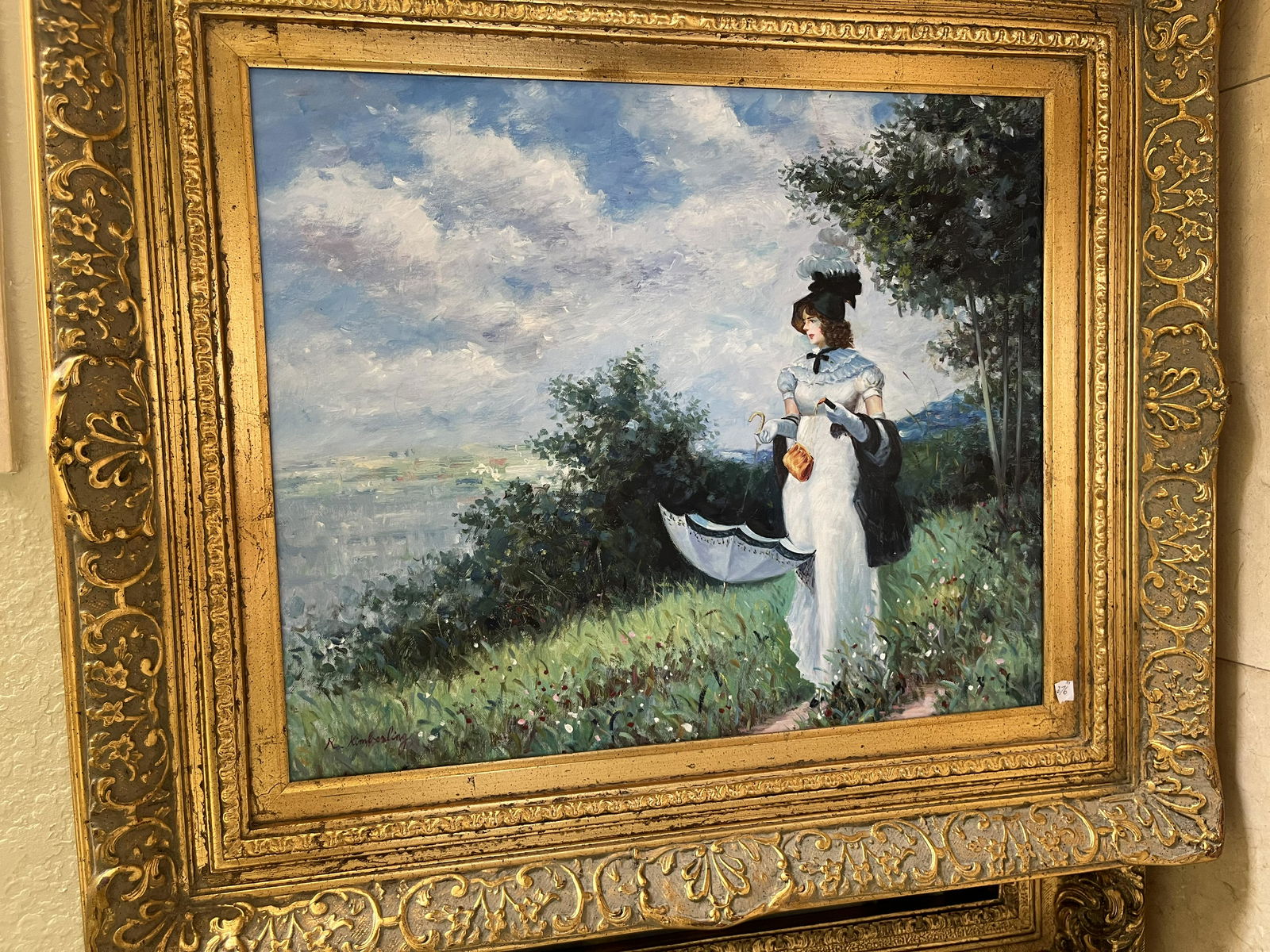 Painting on Canvas'Lady with Umbrella' (1 of 2)