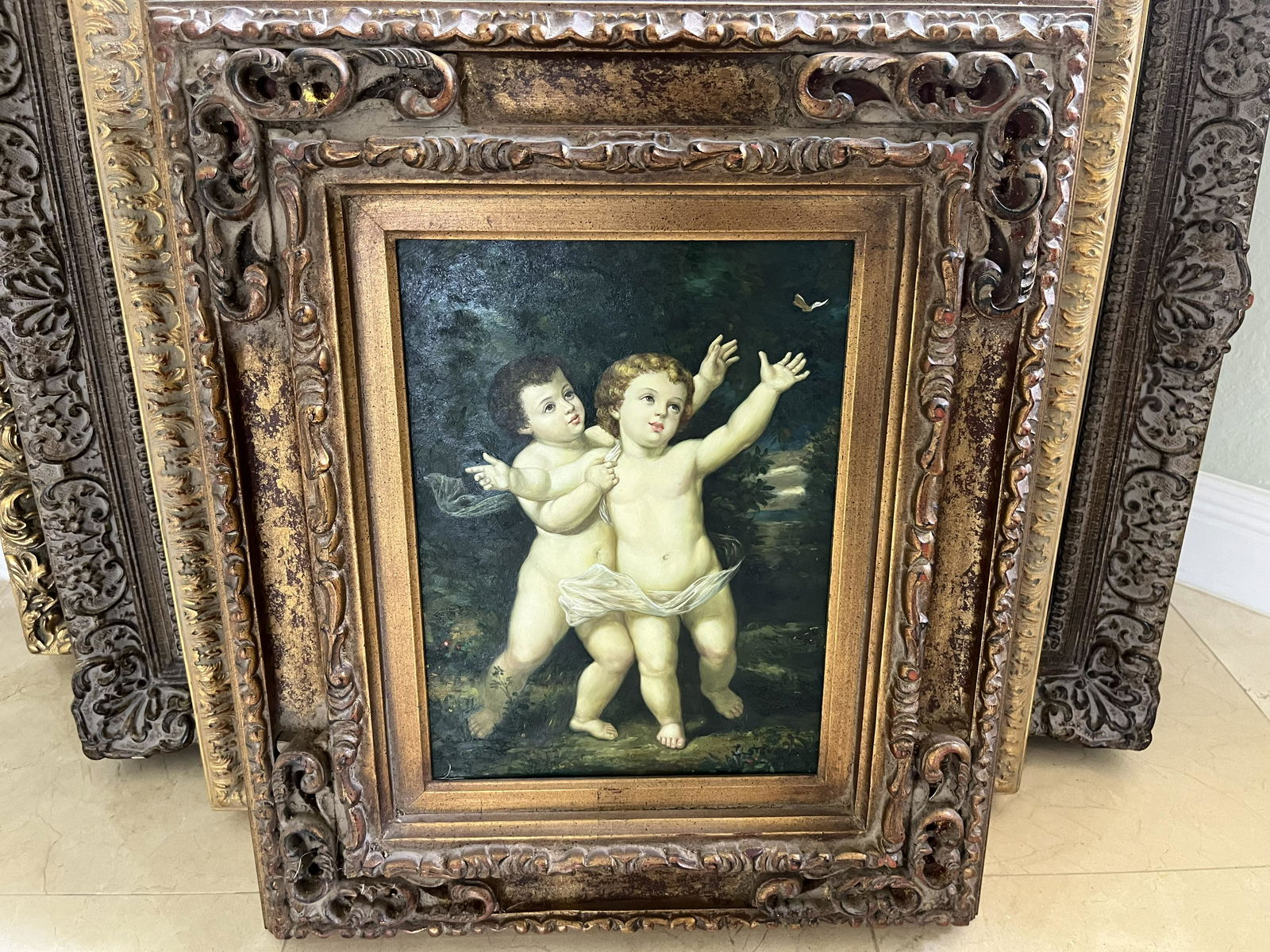 Oil/Panel'Two Babies' (1 of 2)