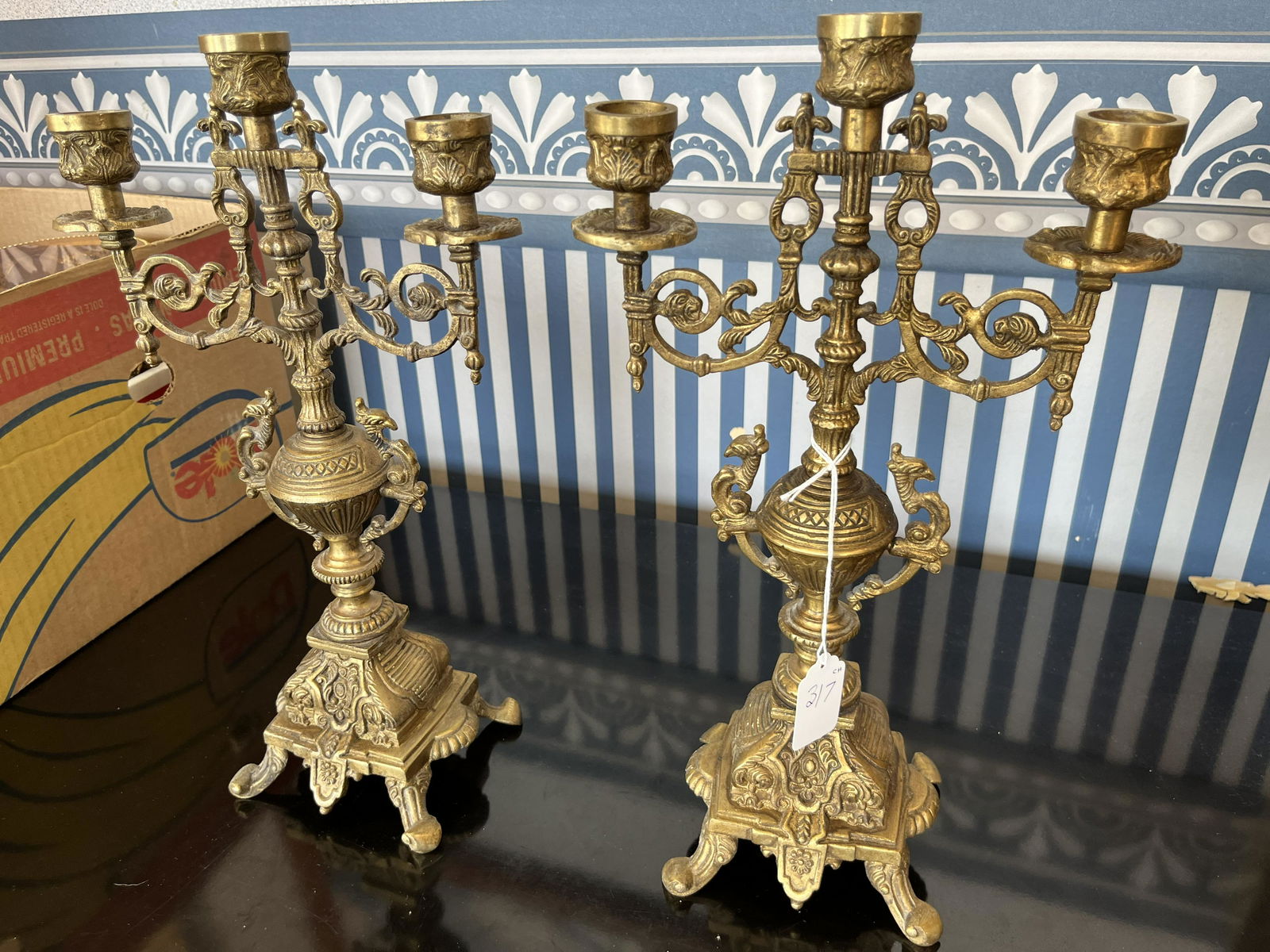 Pair Brass Candelabras (1 of 6)