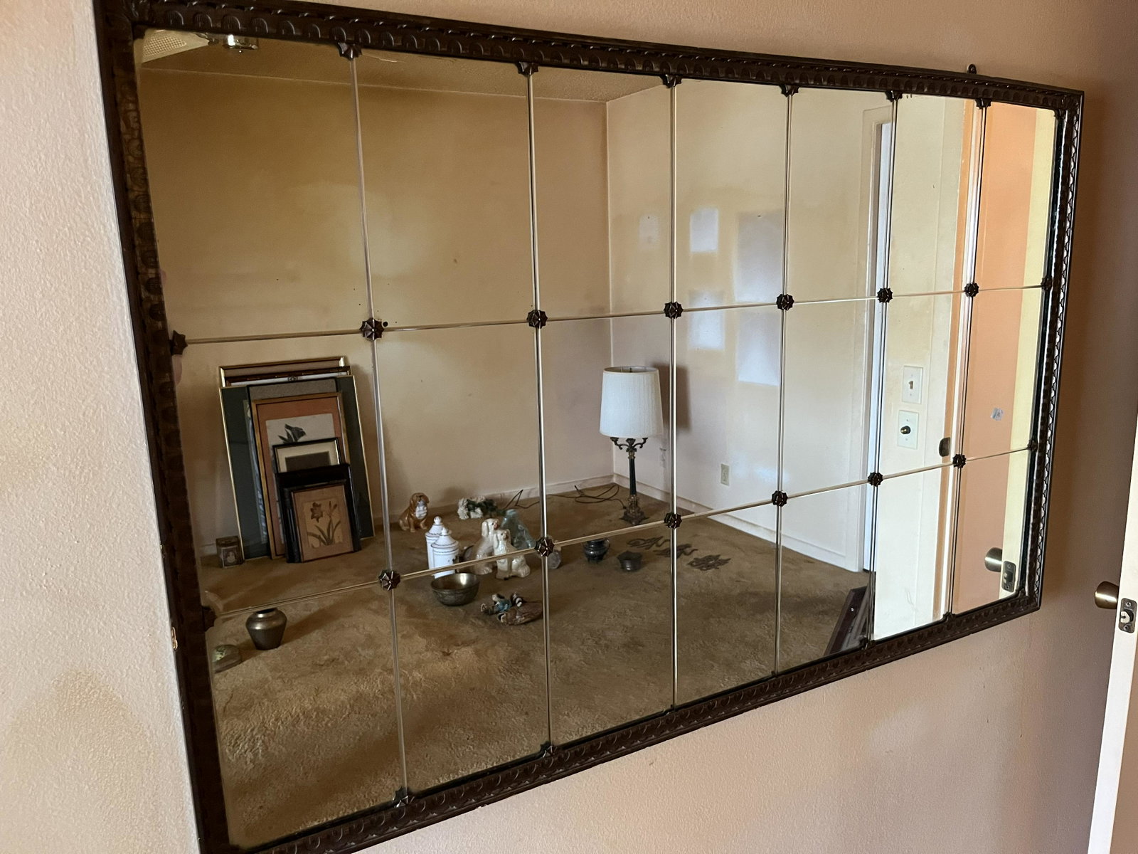 Vintage Multi Panel Wall Mirror: Vintage Ornate Framed Beveled Panel Mirror, 32x51