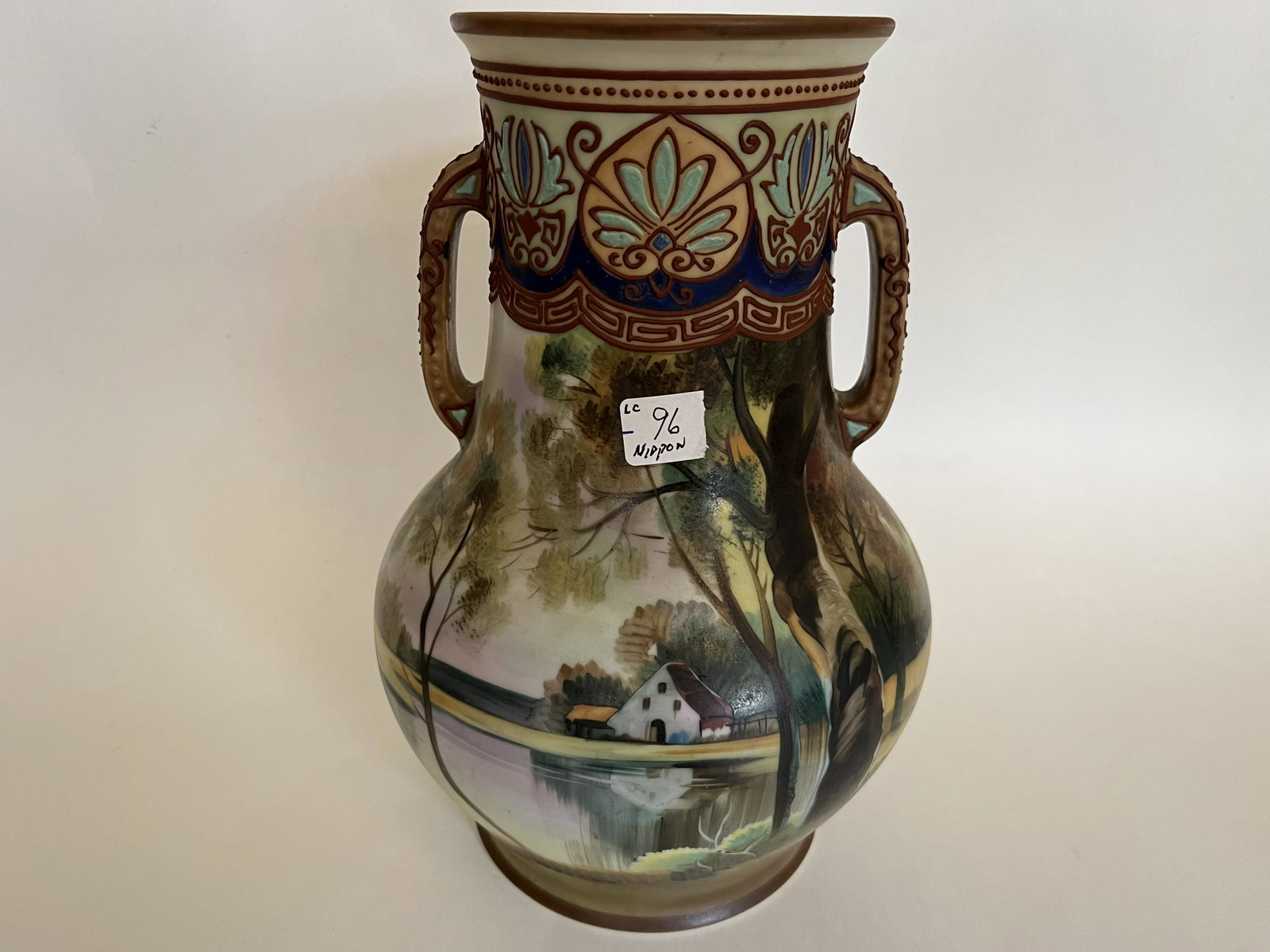 Nippon Hand Painted 10"h Vase: Nippon Hand Painted 10"h Vase c.1920's