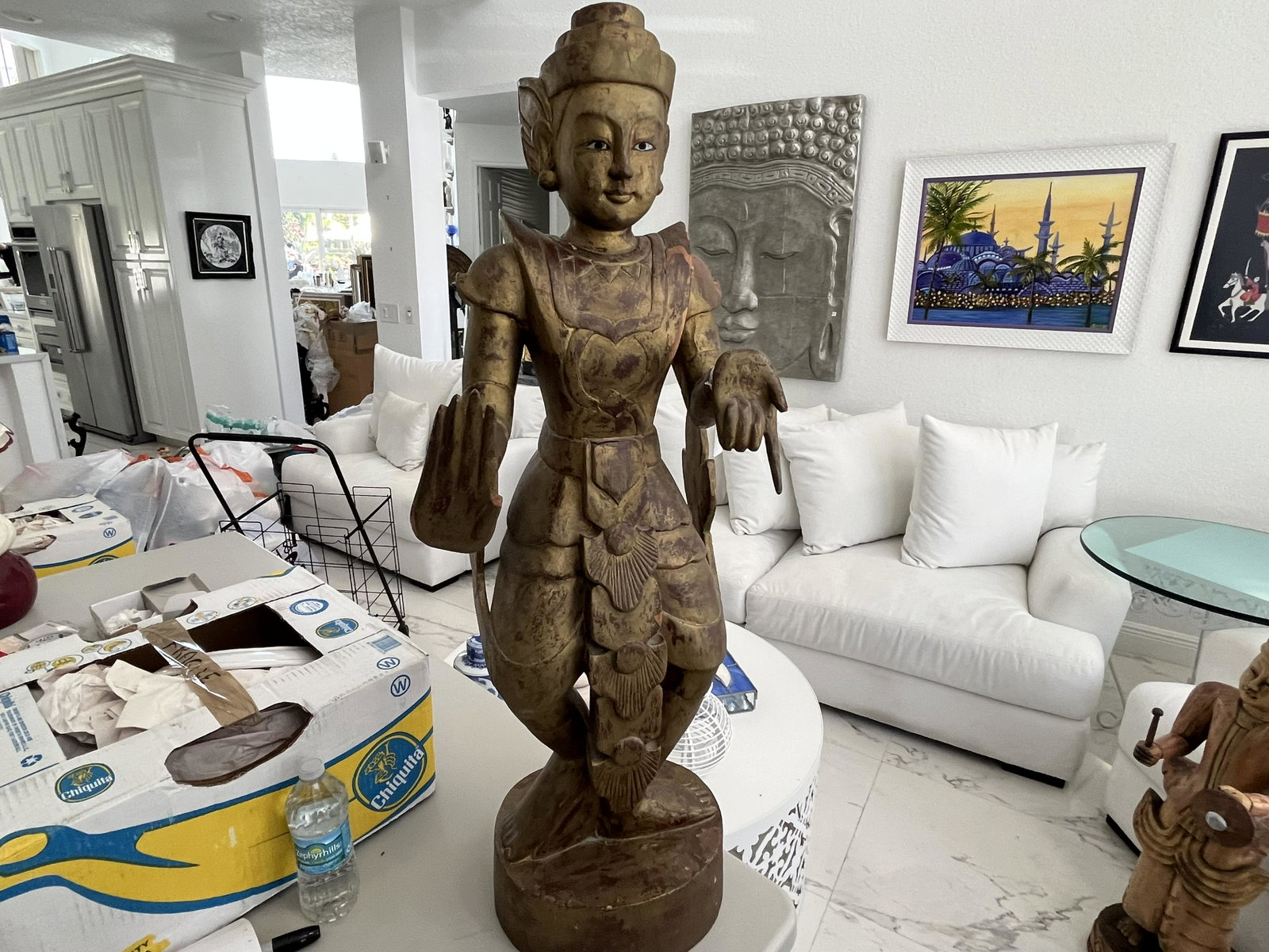 Thai Sculpture, 40"h: Antique Hand Made Thai Sculpture 40h x 14w x 15d