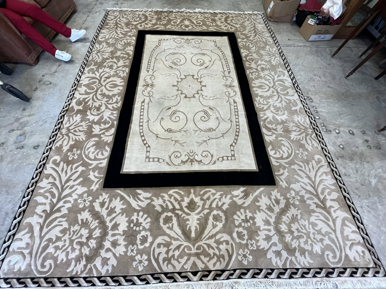 Area Rug, Ivory Carmel,, 12x9: Heavy Wool Area Rug, Ivory Carmel, 'Poetry without Star', 12x9