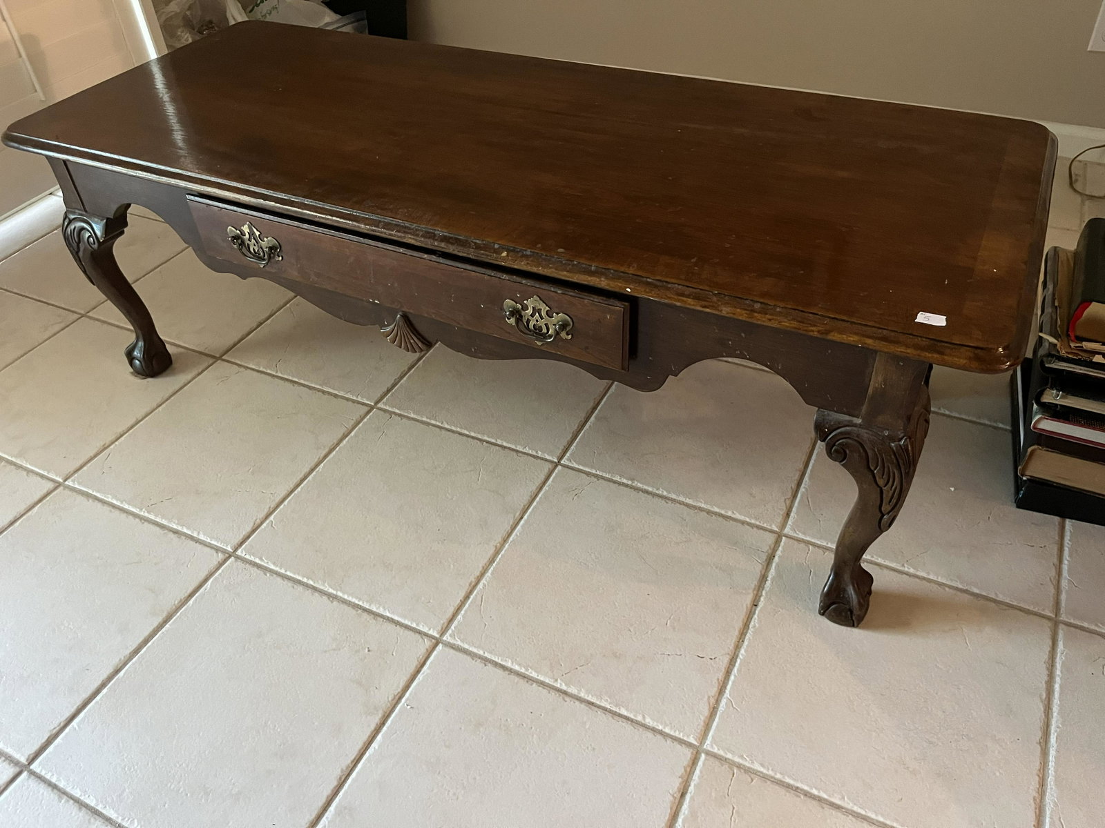 Chippendale Coffee Table: Chippendale Mahogany Coffee Table, 17h x 54w x 22d