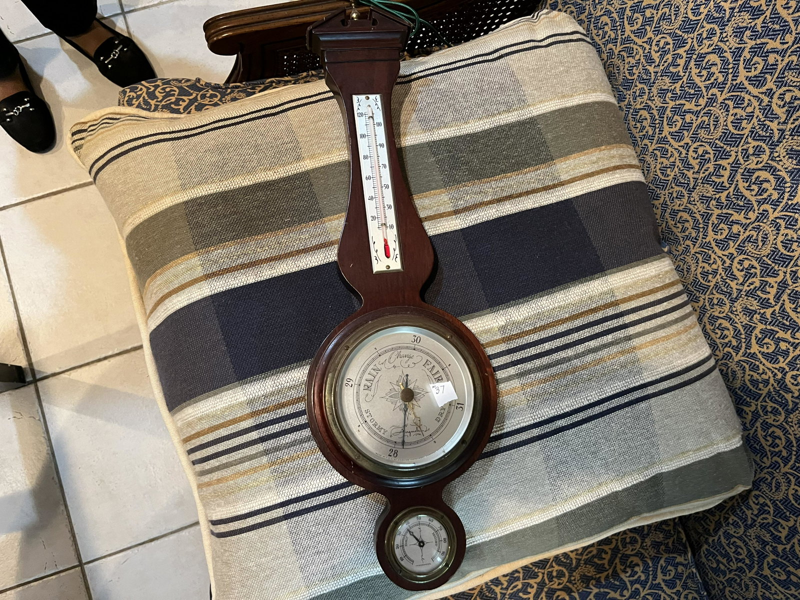 Barometer: Vintage Mahogany Banjo Barometer