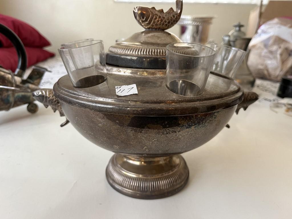 Caviar & Vodka Server: Vintage Caviar & Vodka Server with 6 vodka glasses (missing glass caviar bowl, should be easy to find one to fit.) The perfect gift for the connoisseur