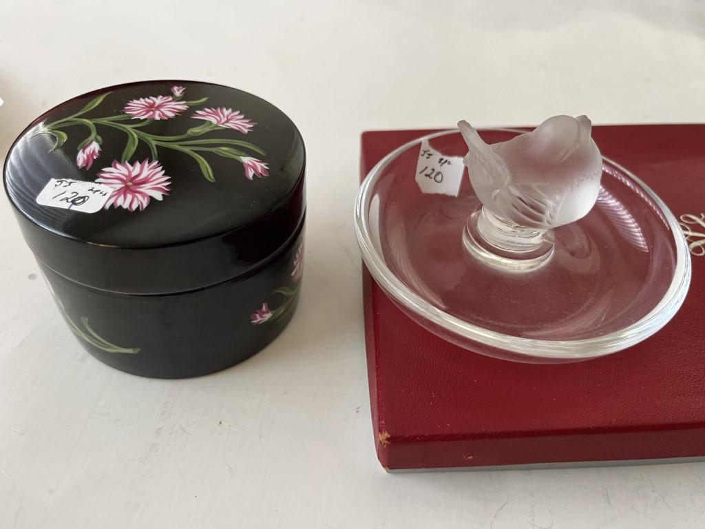 Tiffany & Lalique: Tiffany Trinket Jar & Lalique Bird Ring Dish