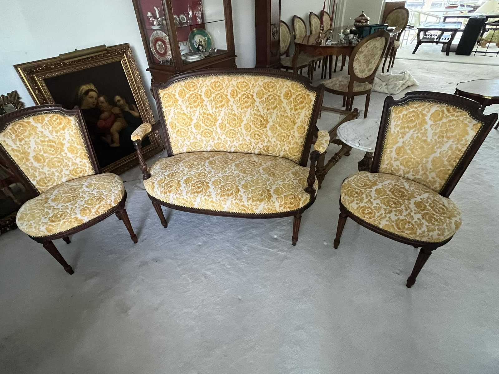 3pc. Parlor Set: 3pc. Antique Parlor Set, Settee & 2-Chairs (Settee 36h x 37w x 29d