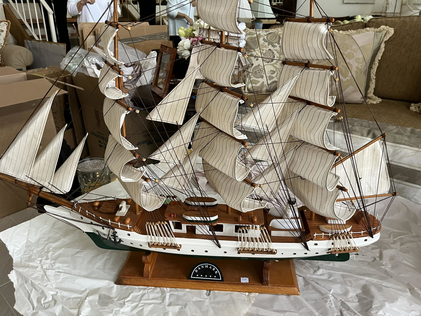 Sailing Ship 'Danmark': Model Sailing Ship 'Danmark', 21h x 36w x 6d