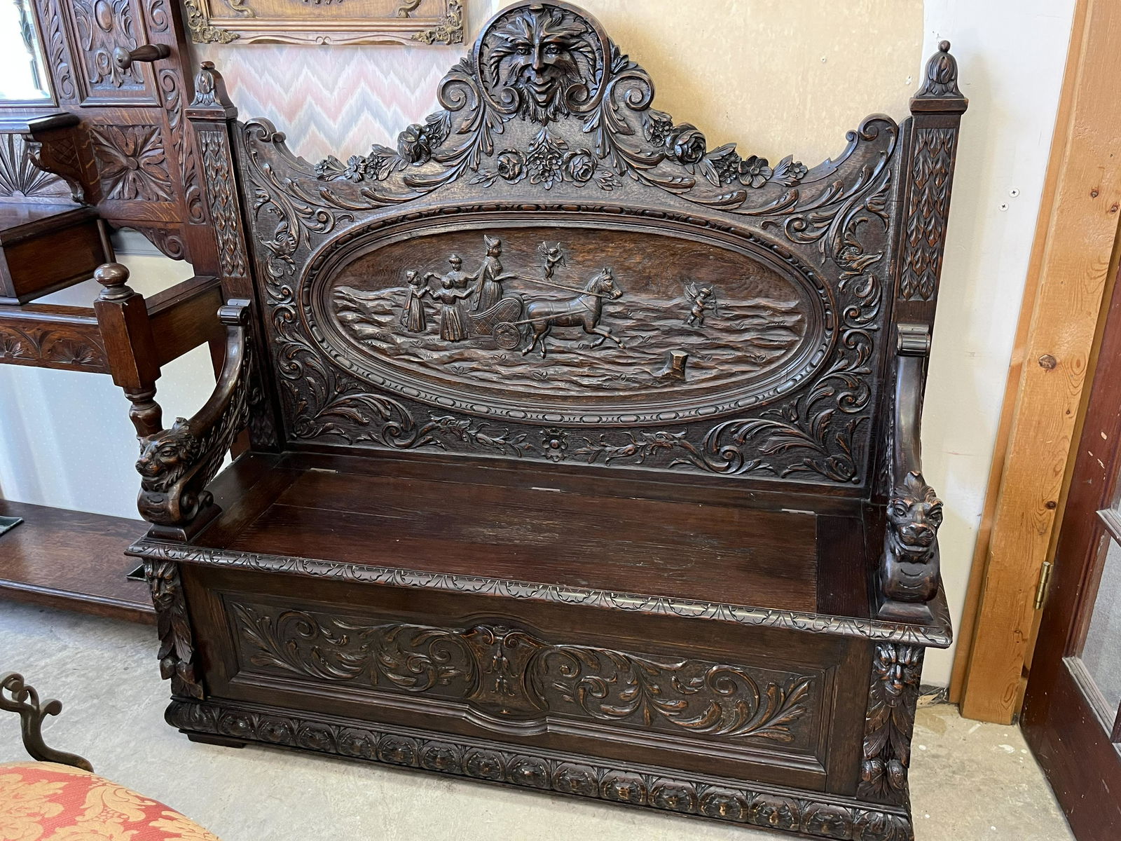 19th c. Victorian Hall Bench (1 of 6)