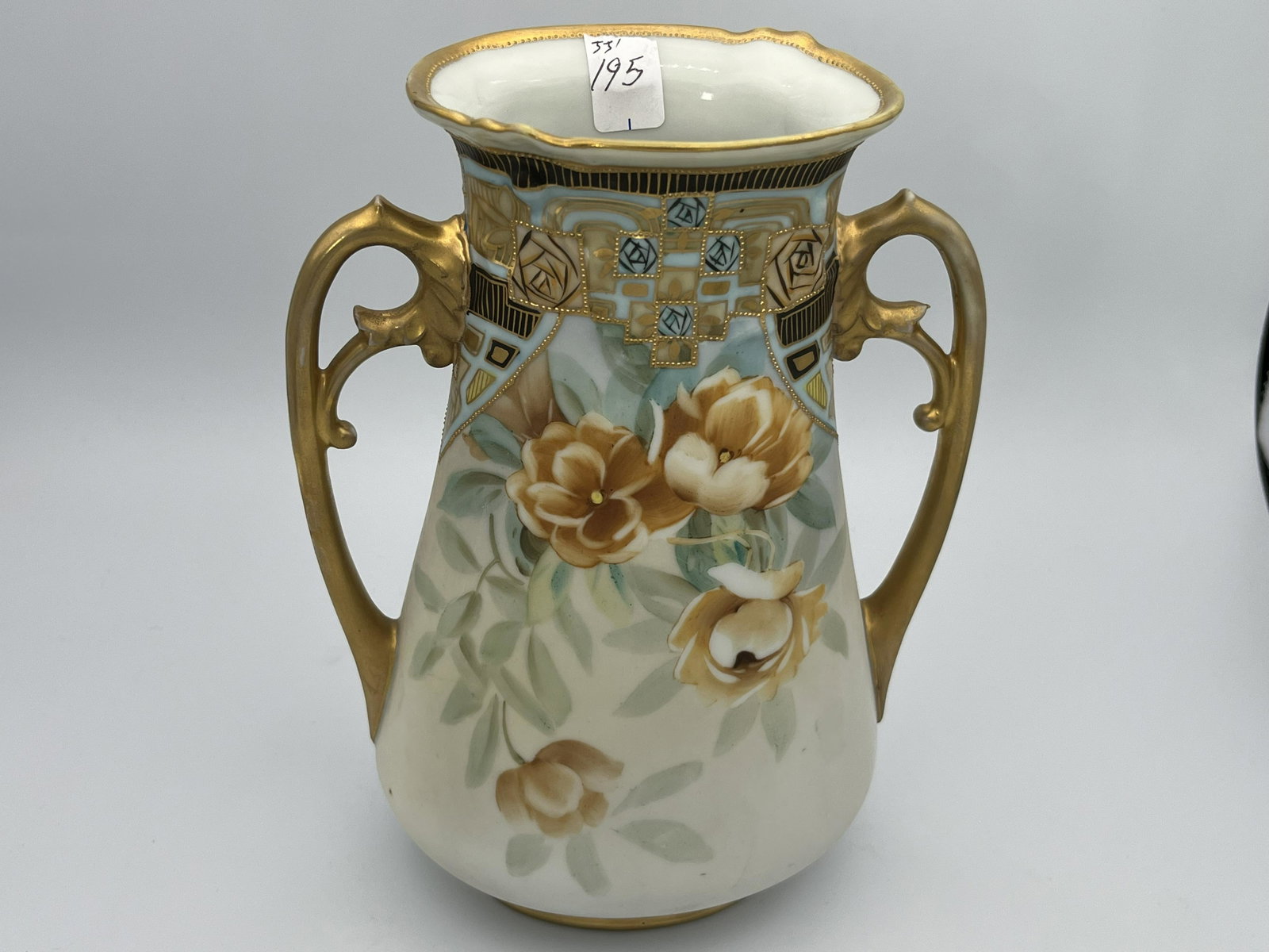 Nippon 9'h Vase: Hand Painted 9"h Nippon Vase