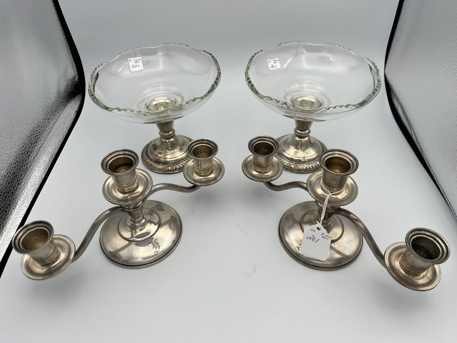 Pr.Sterling Candle Sticks Holders &  Sterling Base Compotes (1 of 2)