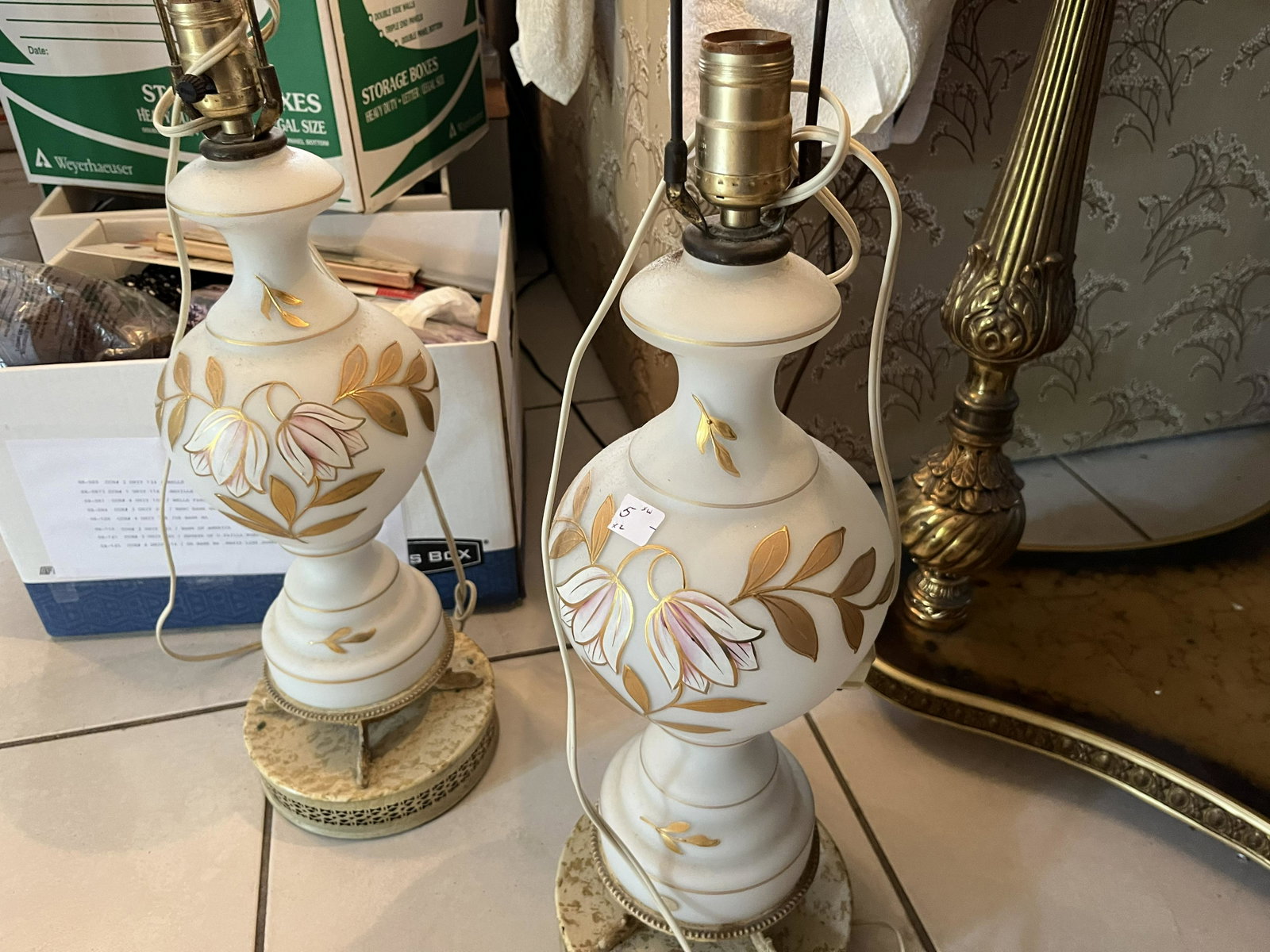 2-Vintage Lamps (no shades): 2-Vintage Lamps c.1940-50 (matches the Golden Wheat China)