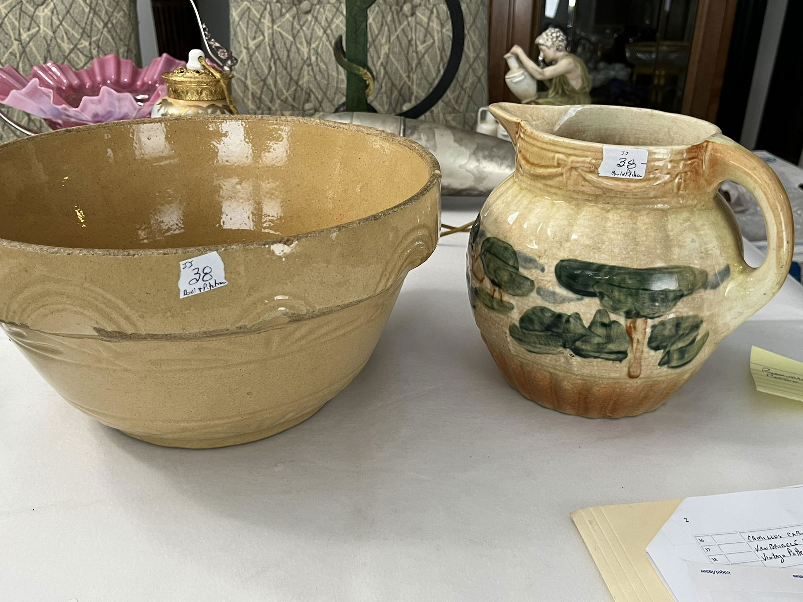 Pottery Bowl & Roseville Pitcher (1 of 6)