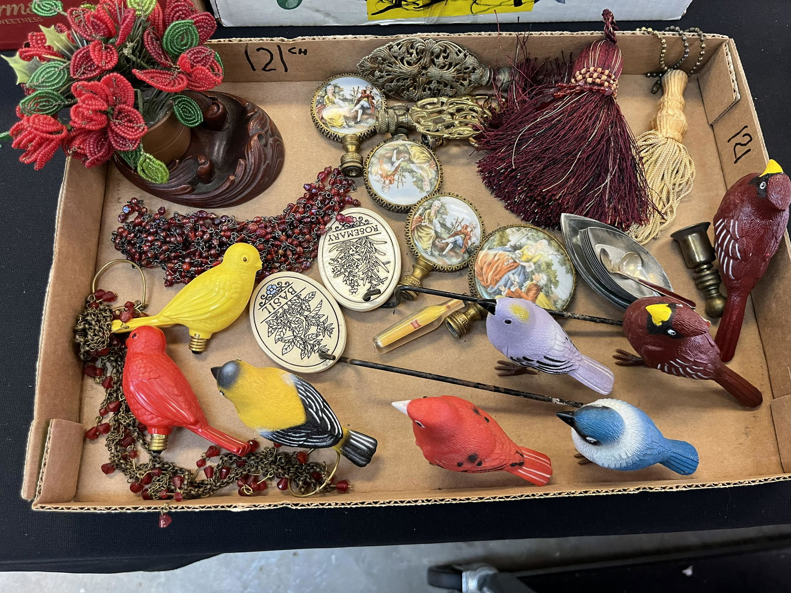 Box Lot, Lamp Finials, Birds plus (1 of 3)