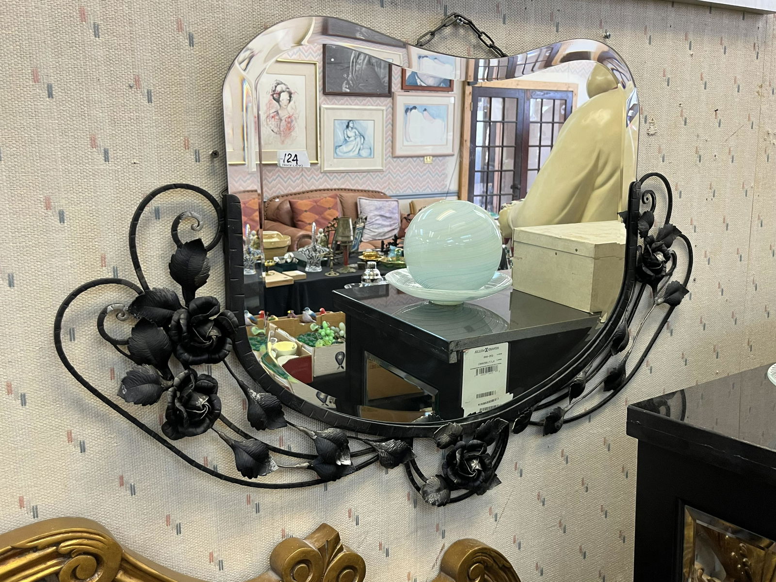 Blk.French Metal Wall Mirror (1 of 5)