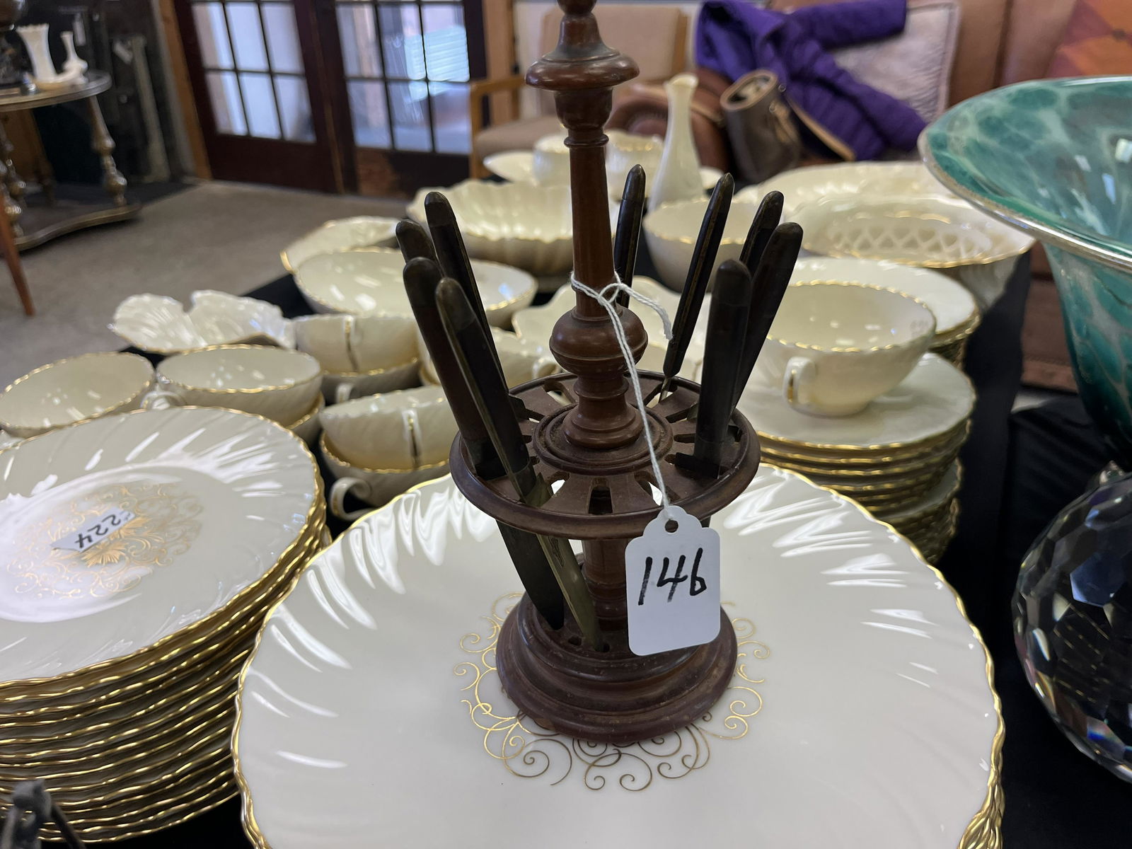 9-Bronze Fruit Knives in Stand (1 of 2)