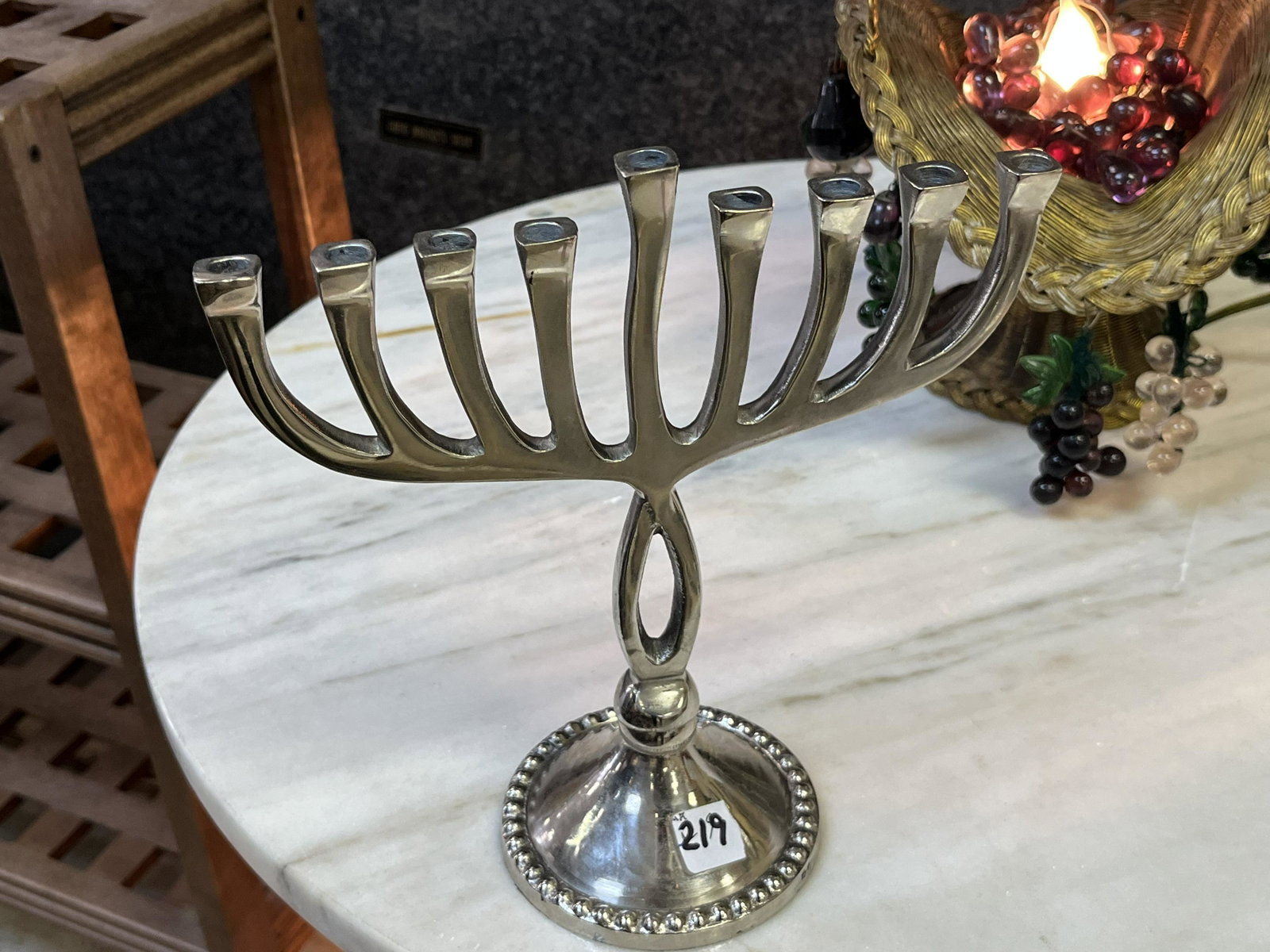 Pewter Menorah: Pewter Menorah, 8.5h x 8w