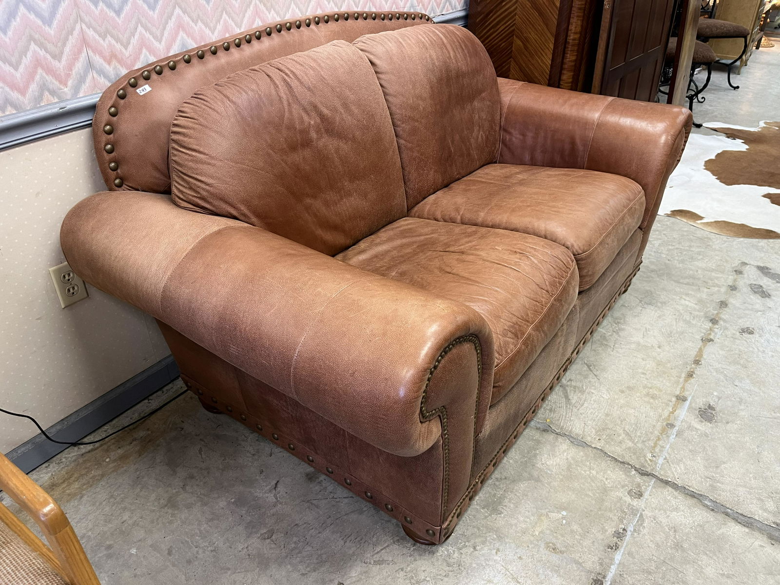 Brown Leather Settee (1 of 3)