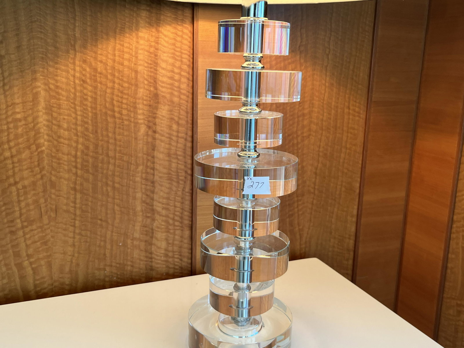 Crystal Lamp, Blk Shade: Crystal Lamp with Black Shade