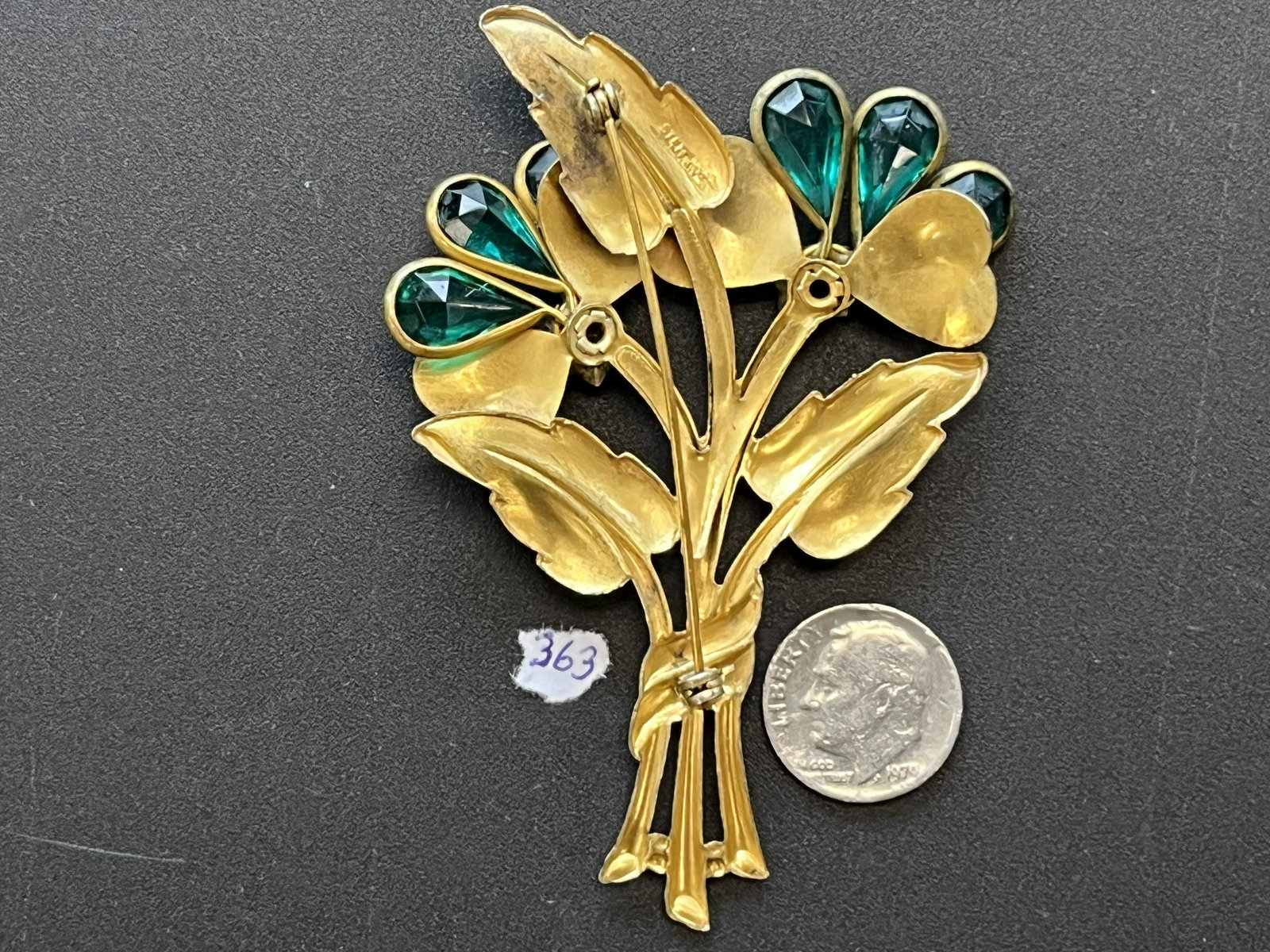 Gold STERLING Floral Pendant: Vintage Gold STERLING Floral Pendant, 3.25x2.25, .58ozt
