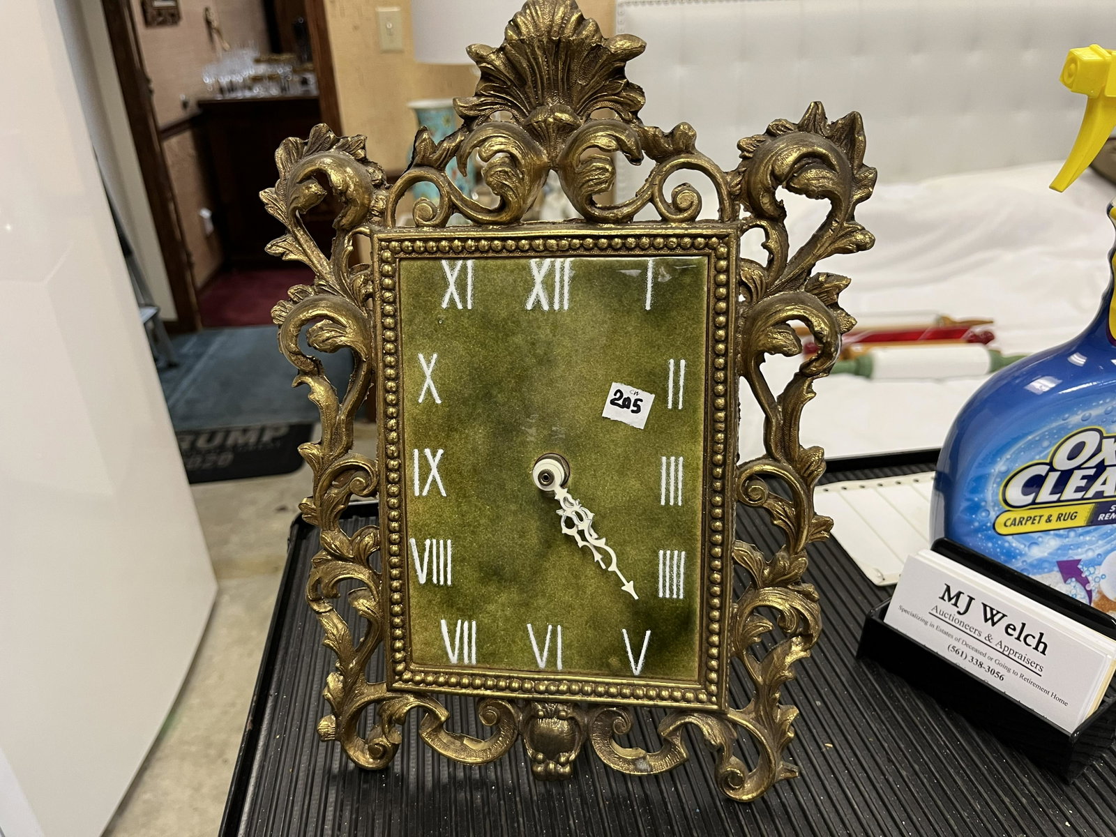 Gold Metal Tile Clock: Gold Ornate Metal Tile Clock (needs new movement)