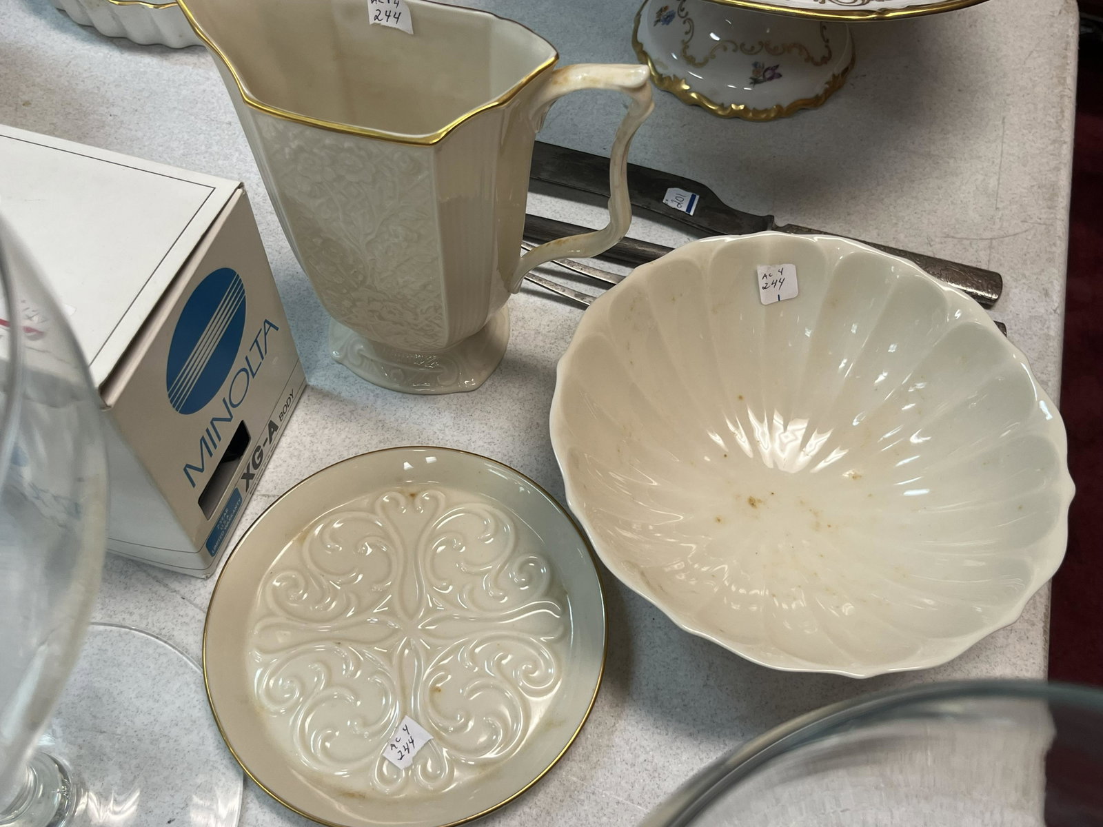 Lenox (3pcs): 3pcs. Lenox, Vase-Pitcher-Bowl-Dish