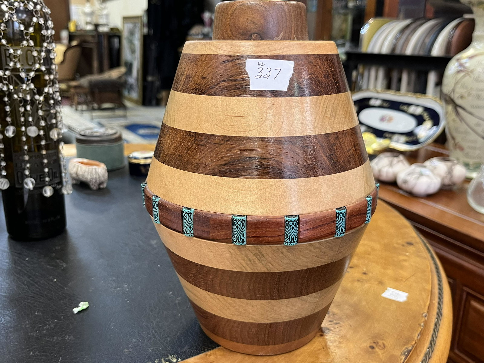 Larry Buettner Handcrafted Vessel: Artesian Larry Buettner Sculptured Vessel, Maple/Waltment (stamped on bottom)