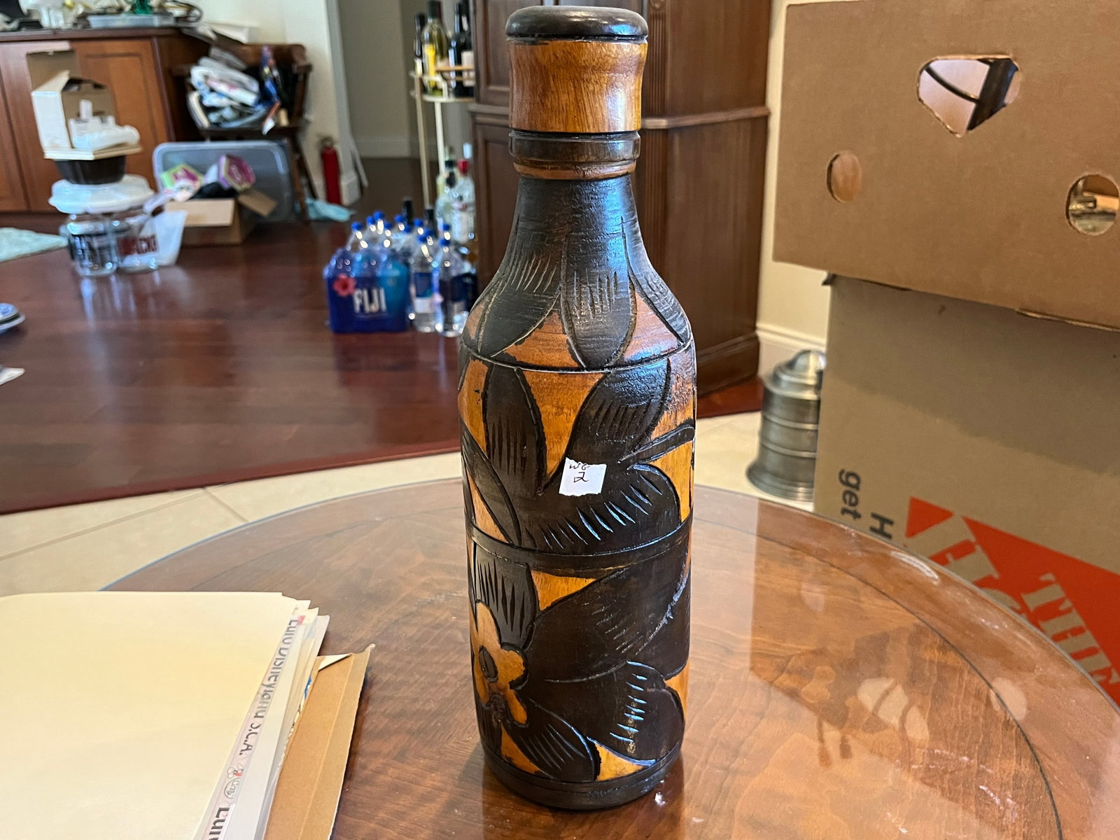 Hand Carved Decanter: Handcarved 14"h Wine Decanter
