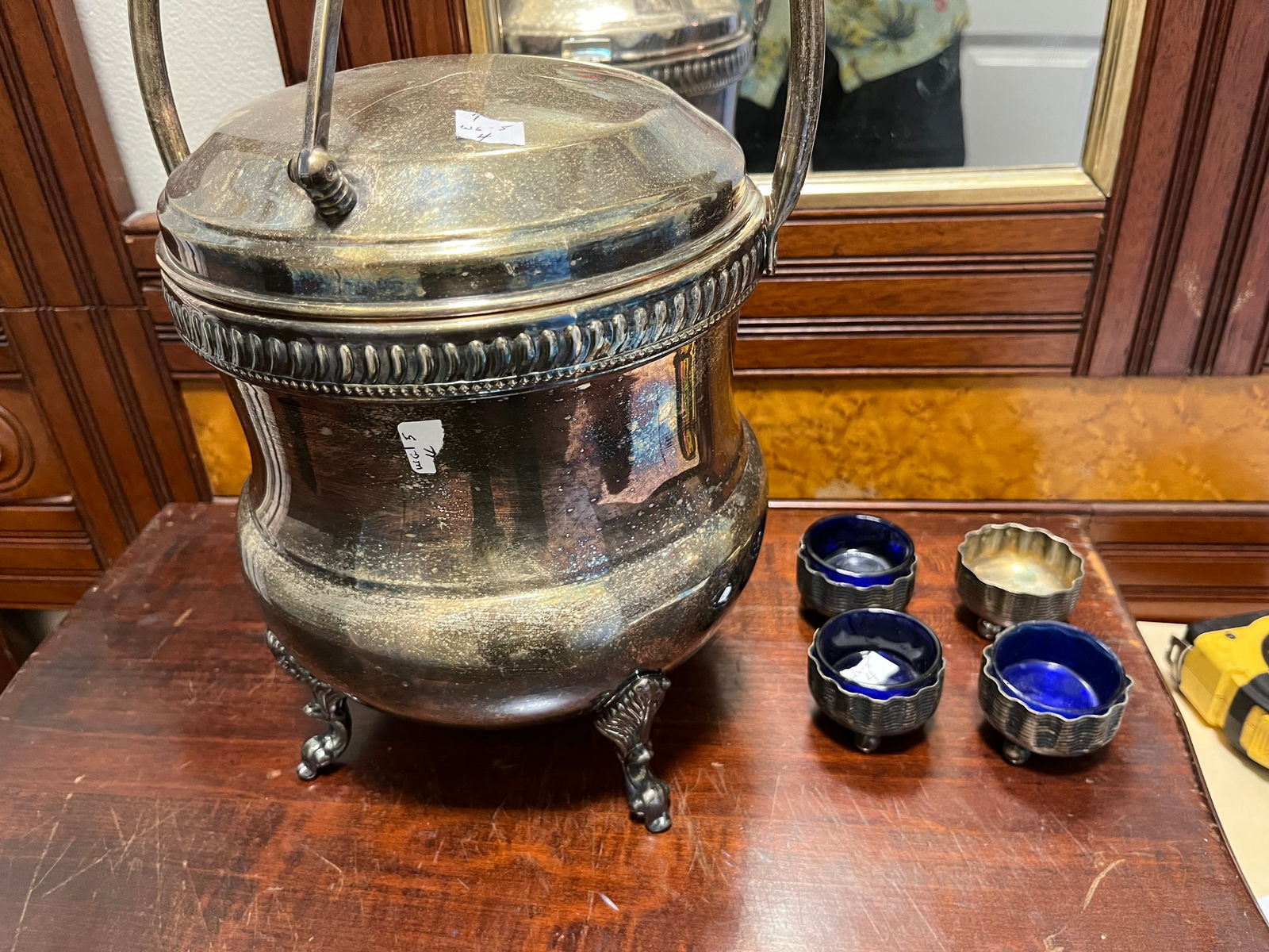 Ice Bucket plus 3-Cobalt Salt Cellars (1 of 4)