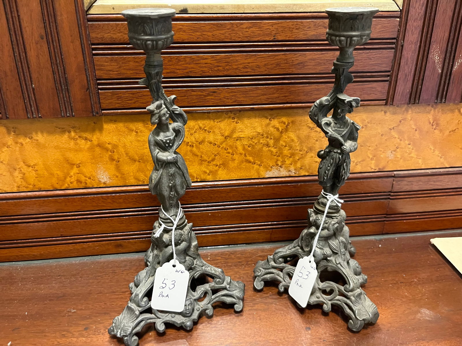Pair Metal Figural Candle Sticks (1 of 7)
