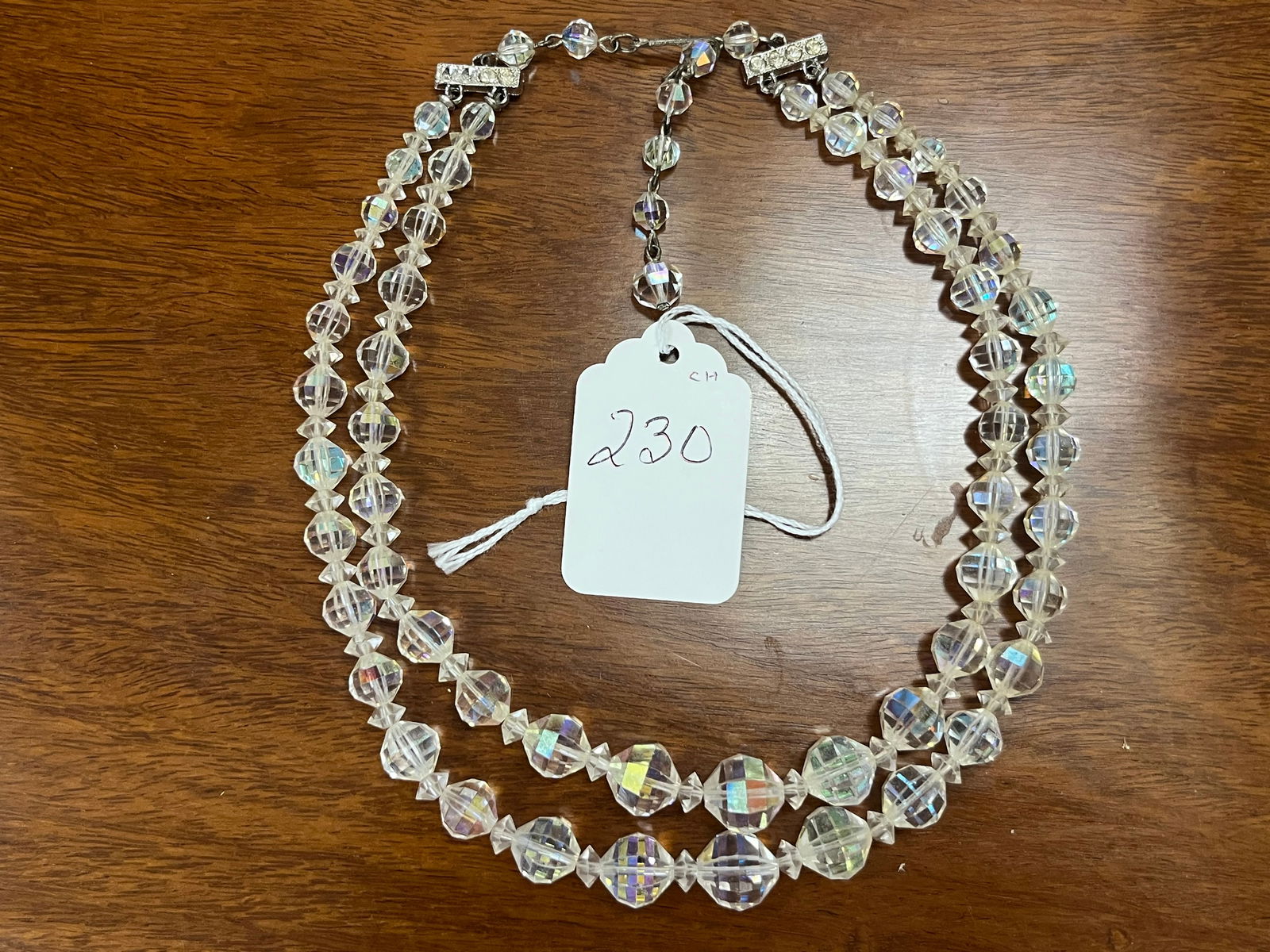 Double Strand Crystal Necklace & Rhinestone Silver Choker (1 of 2)