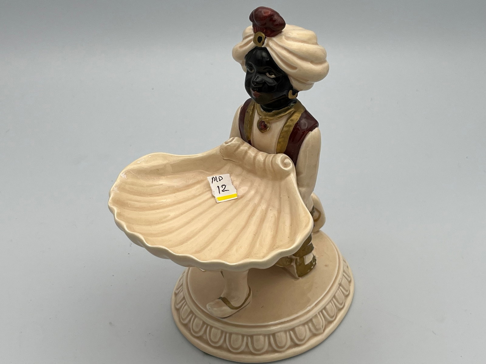 Fitz & Floyd Blackamoor Nubain Holding Sea Shell: Vintage Fitz & Floyd Blackamoor Nubain Holding a Sea Shell, 7 1/4"h