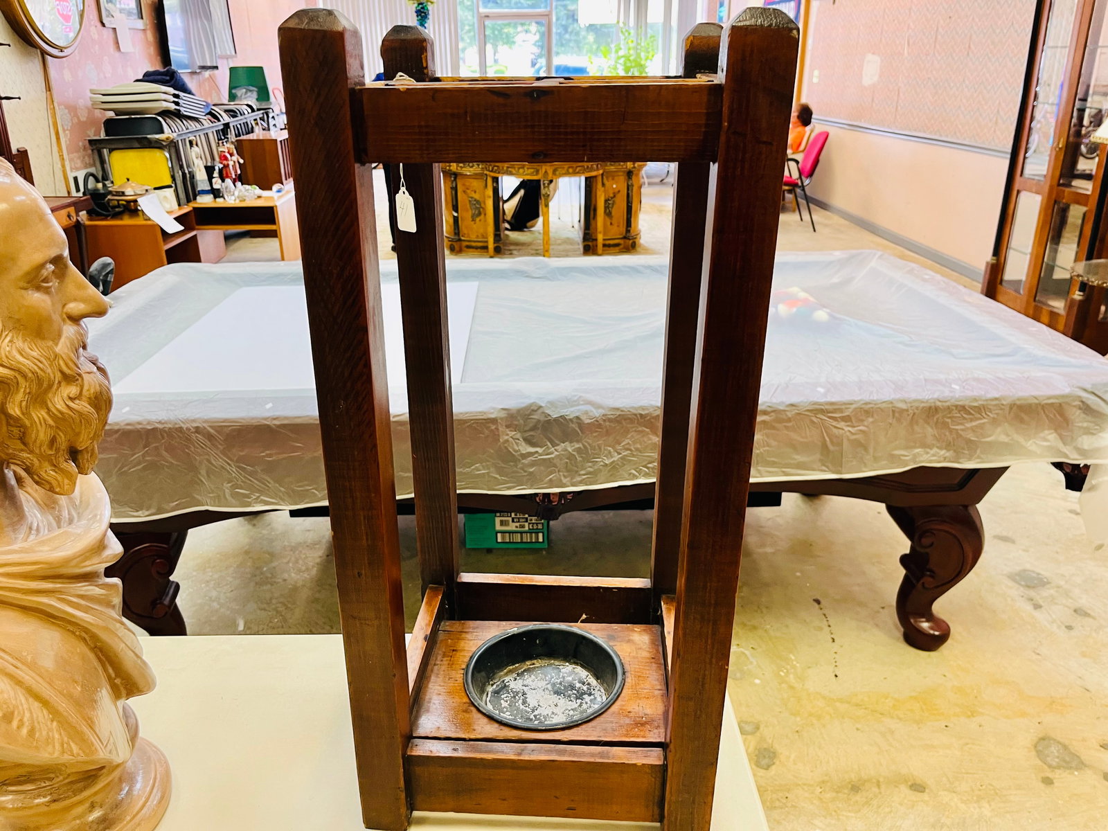 Umbrella Stand: Antique Wood Umbrella Stand, 29h x 13sq.