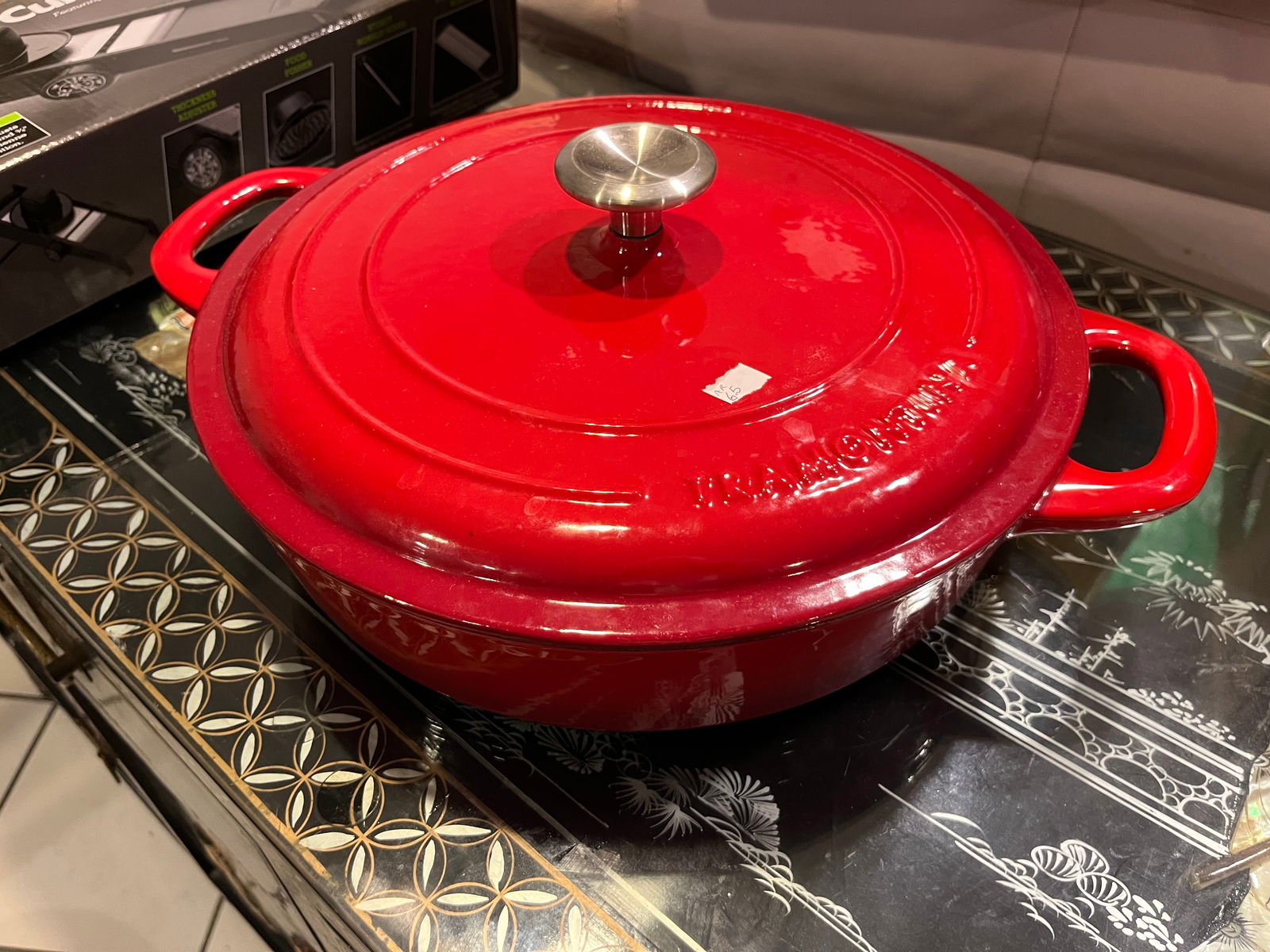 Red Enameled Cast Iron Brasing Pan (1 of 5)
