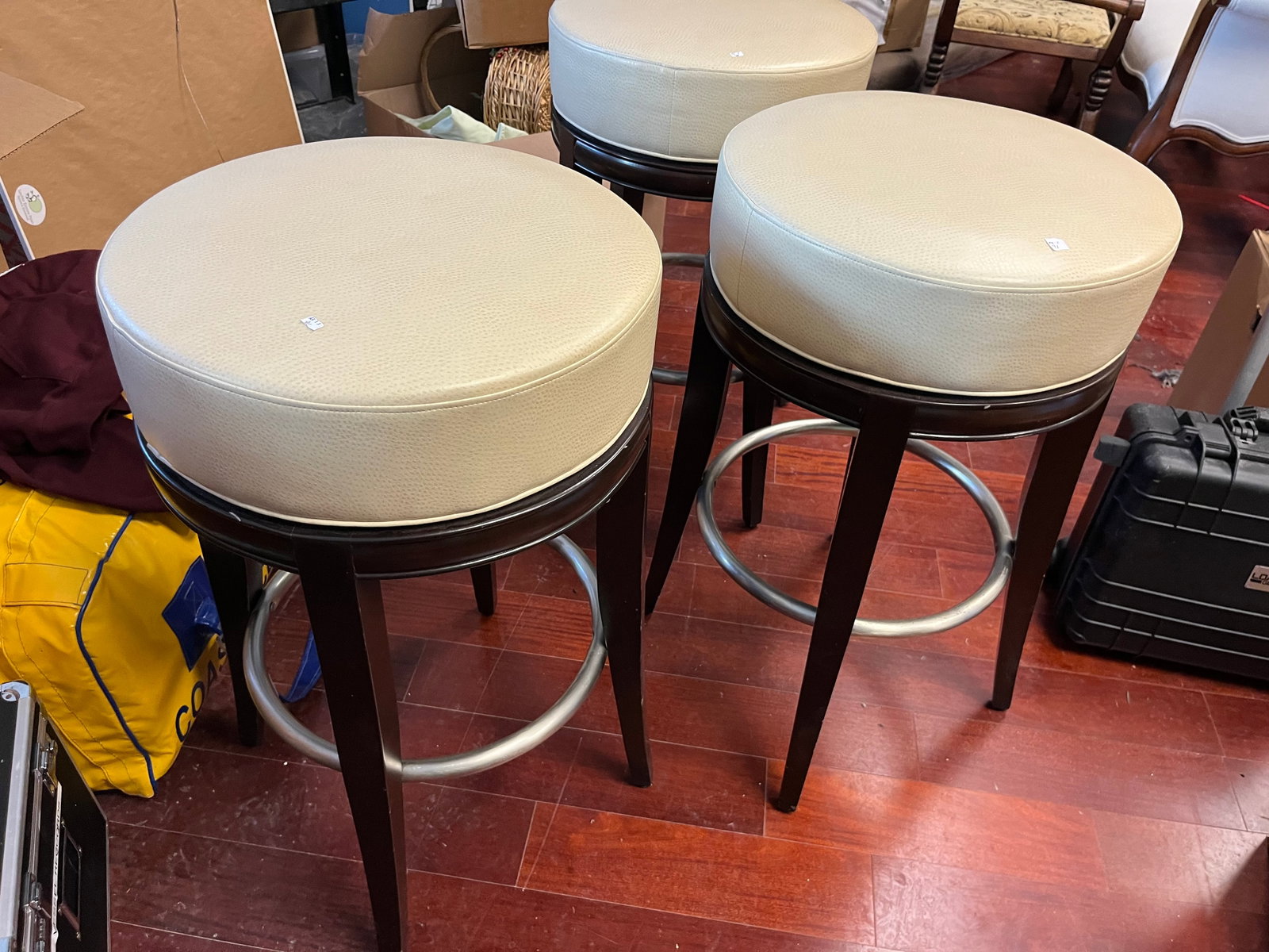 3-Clive Daniel Stools: 3-Clive Daniel Cushion Seat Swivel Stools