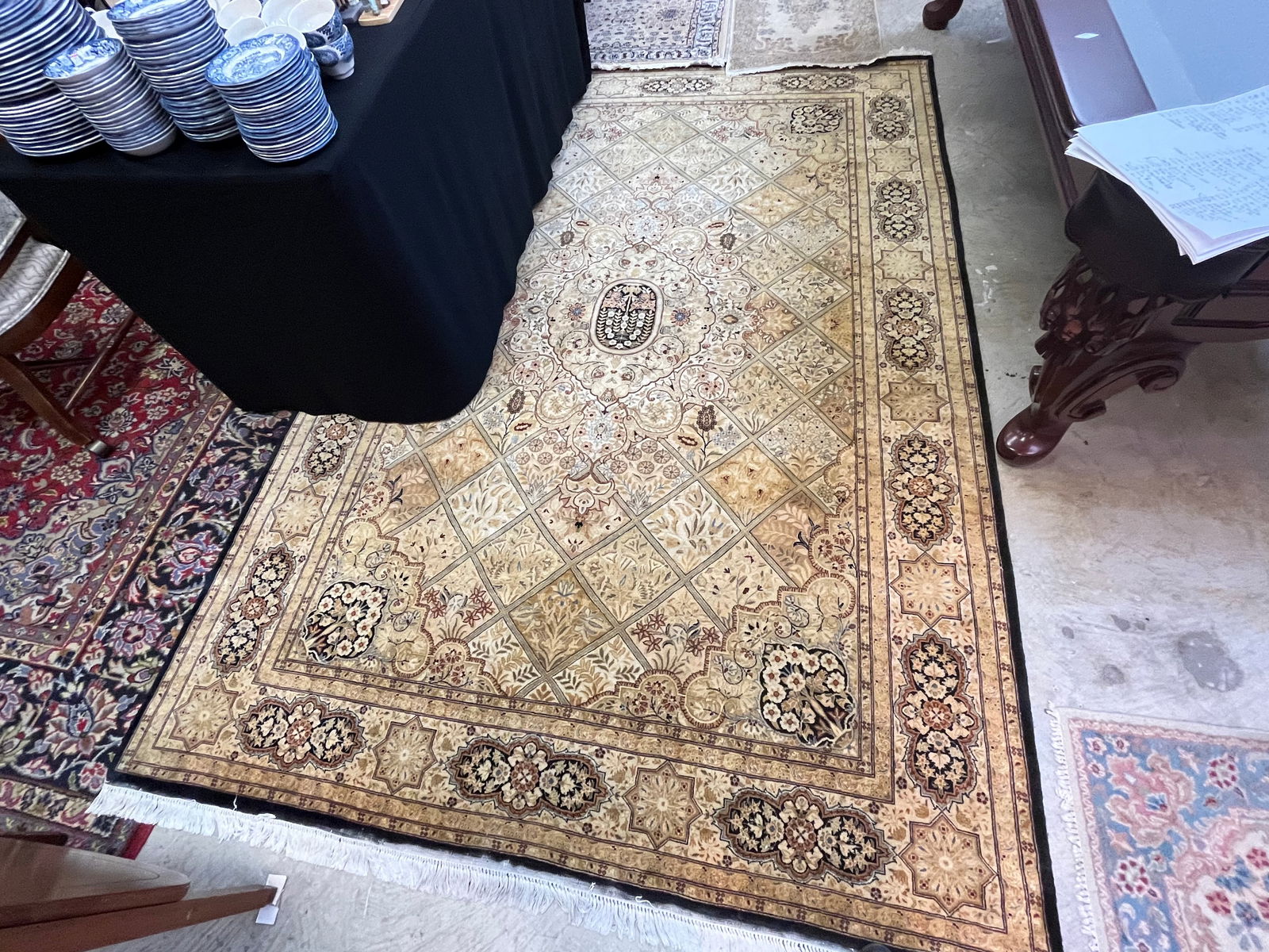 9 X 12 Black & Gold Silk Wool Rug (1 of 2)