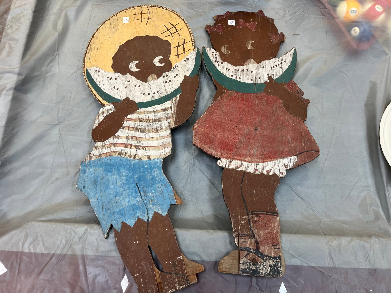 2-Folk Art Blackamores: 2-Antique Wood Folk Art Blackamores