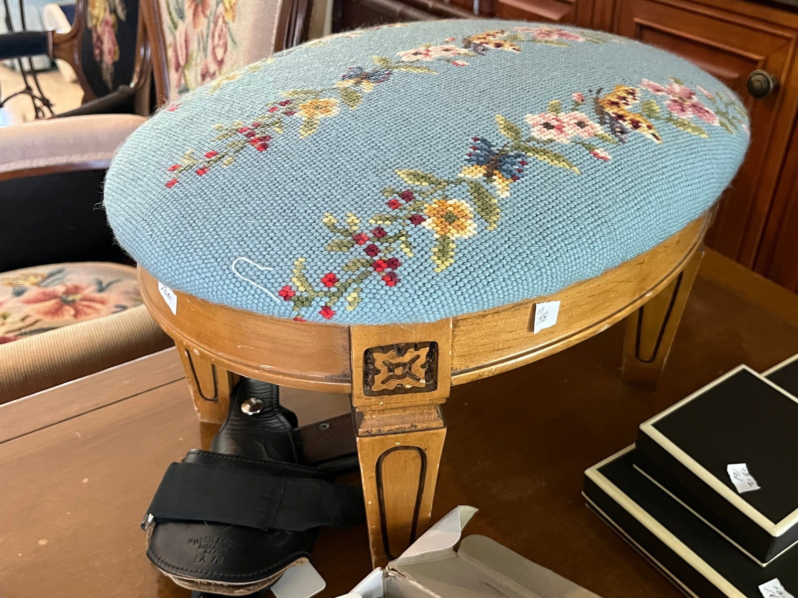 Needle Point Footstool: Needle Point Foot Stool