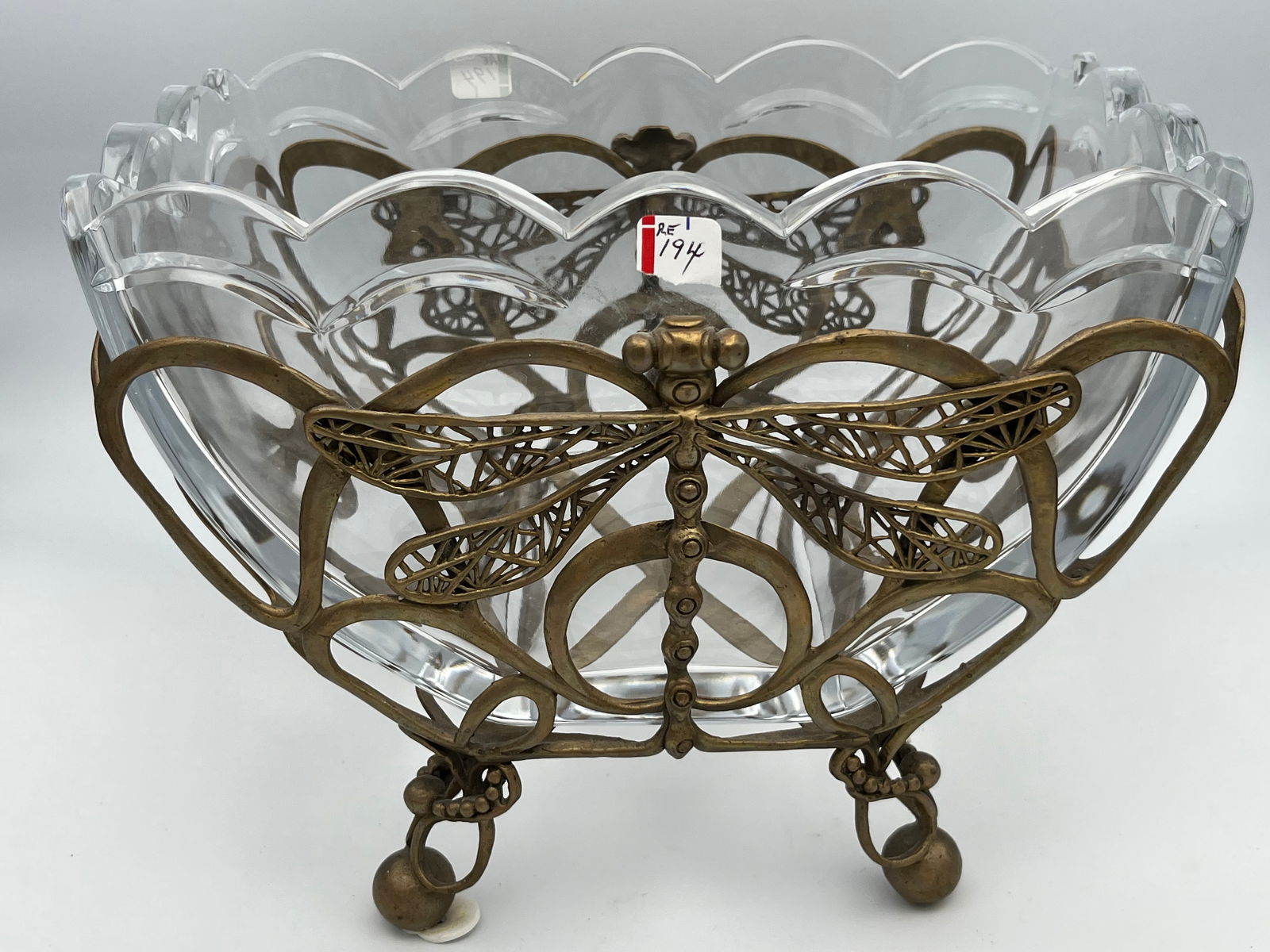 Art Nouvea Style Bronze/Glass Dragonfly Vase (1 of 4)