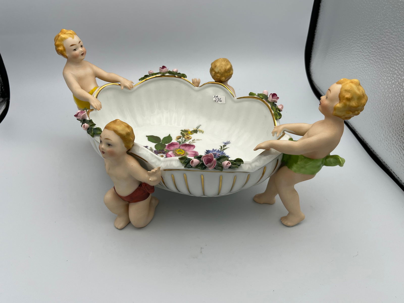 German Porcelain Putti Floral Bowl (1 of 7)