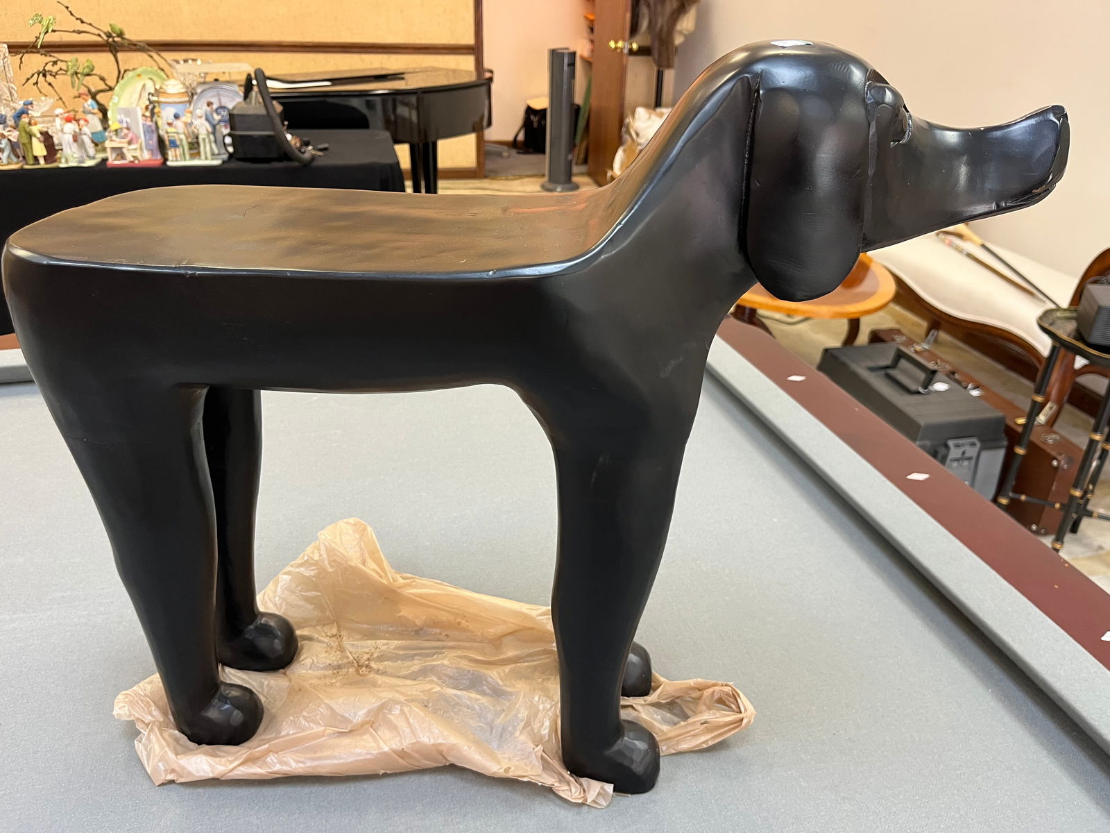 Folk Art Blk. Dog Stool (1 of 9)