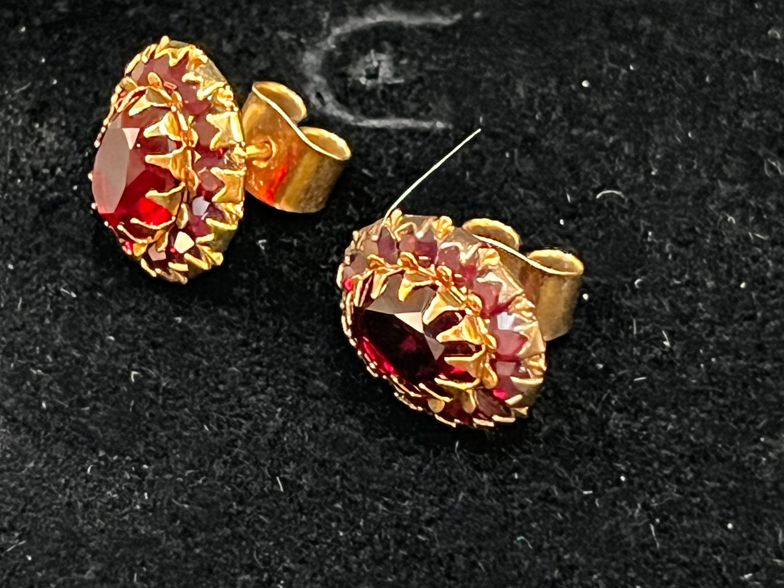 10kt Garnet Stud Earrings: 10kt Garnet Stud Earrings marked 10kt psco (plainville stock company)