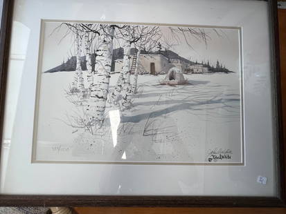 John White Litho 'Snow Scene': John White Print 333/500, signed in pencil 'Snow Scene'