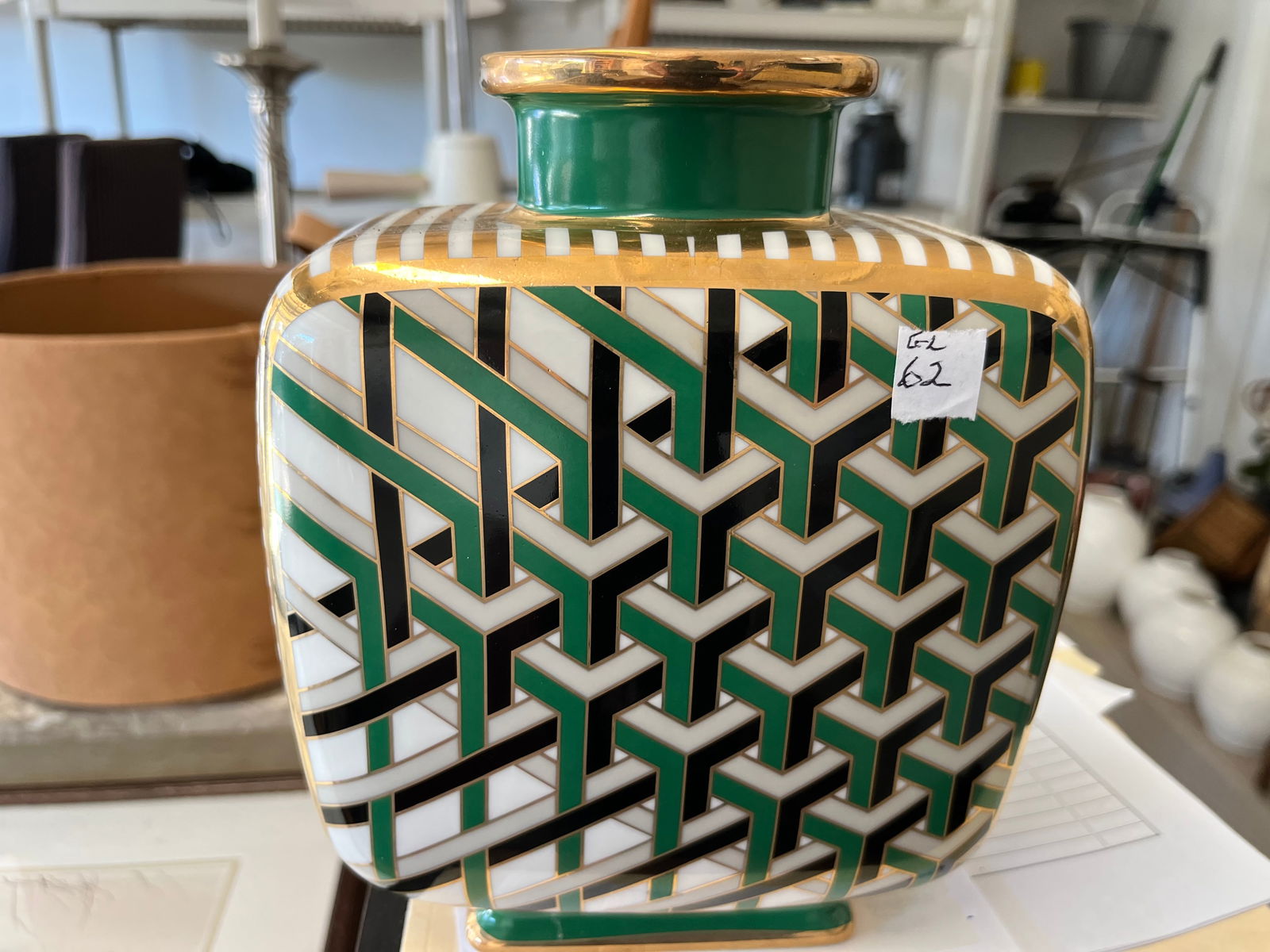 Jonathan Adler Versailles Maze Vase, Green (1 of 4)